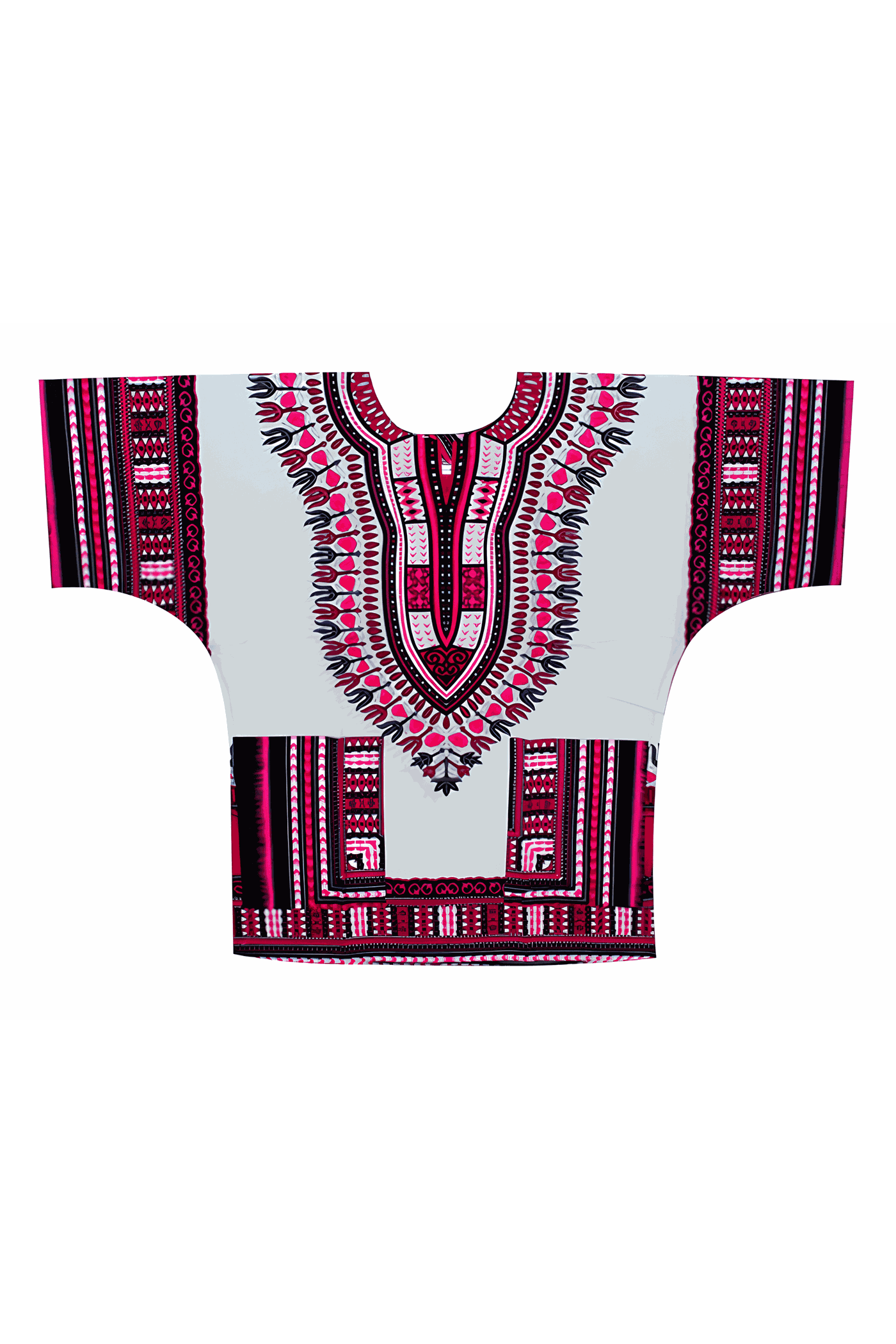 Bata Africana Dashiki Branco e Rosa