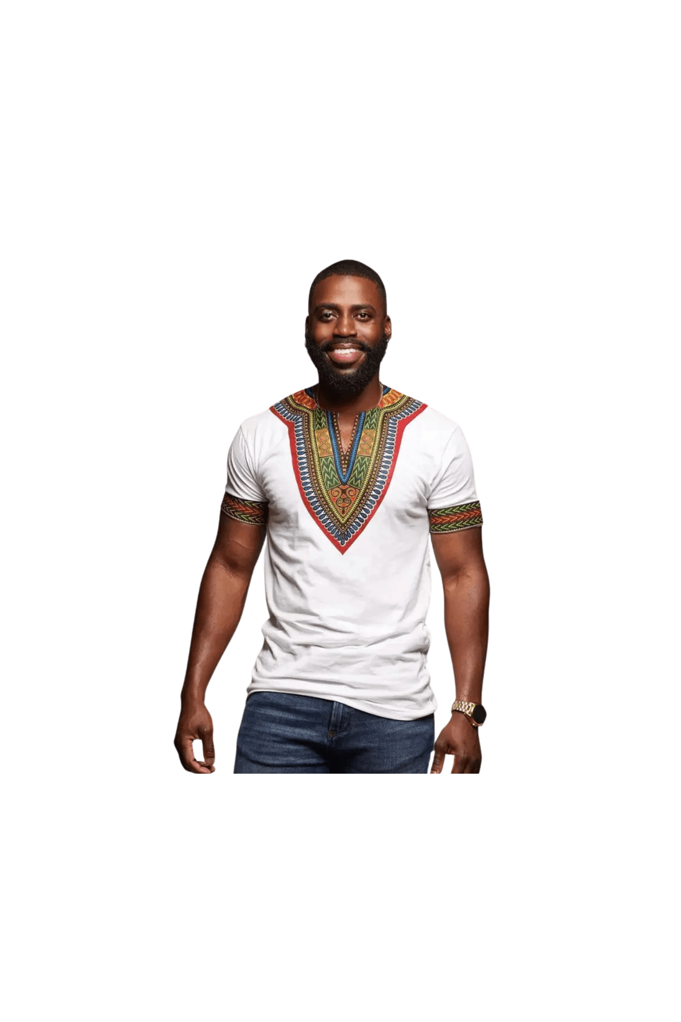 Camiseta Afro Masculina Gola V Branca