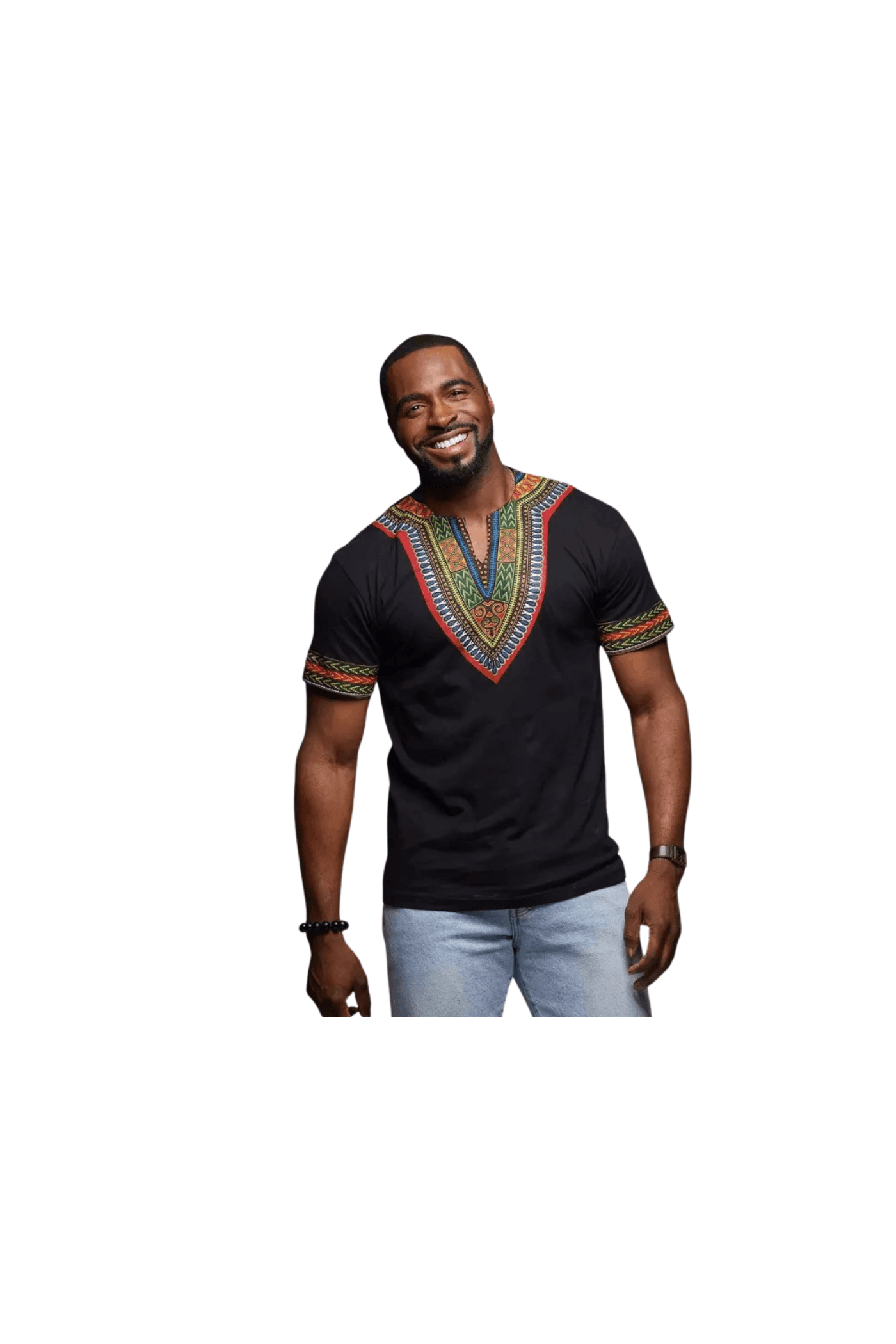 Camiseta Afro Masculina Gola V Preto