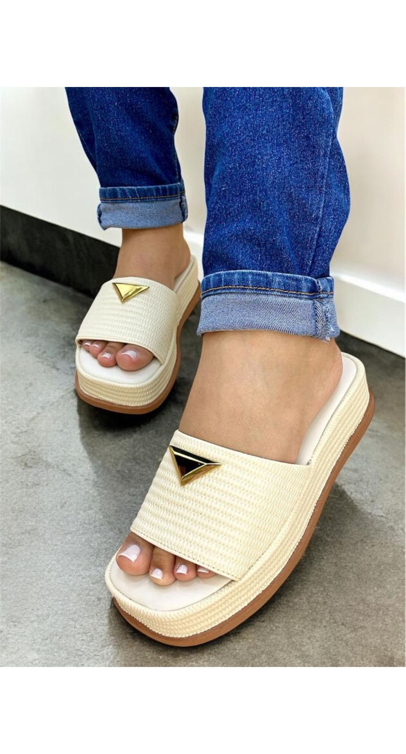 Flat Off-White - 023-Off-White - Atacado Pegada Da Onça