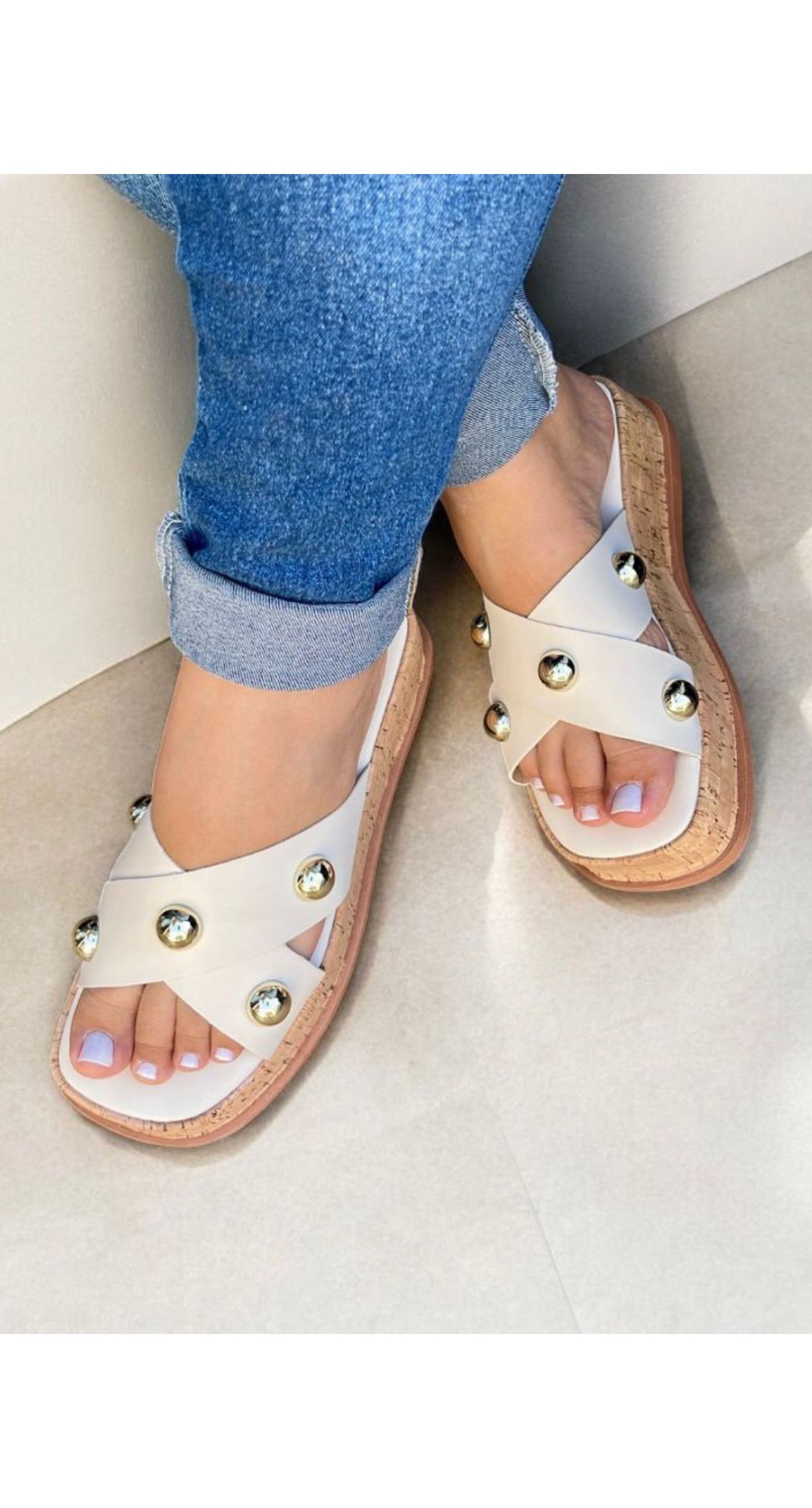 Flat Off-White - 033-Off-White - Atacado Pegada Da Onça