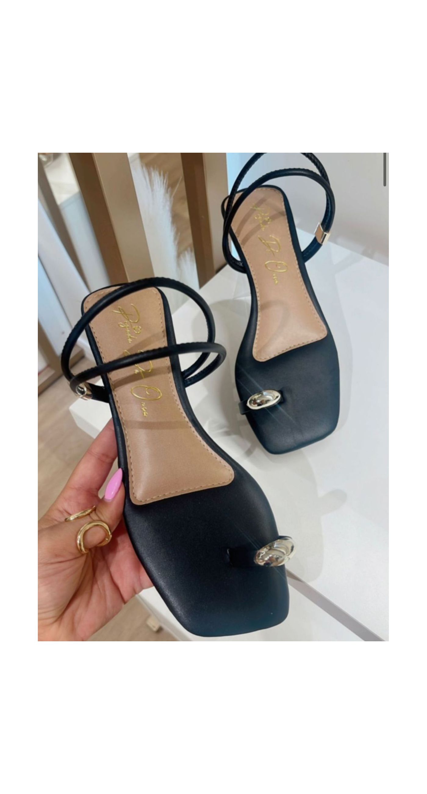 Sandália Rasteira Preta - 3088-pto - Atacado Pegada Da Onça