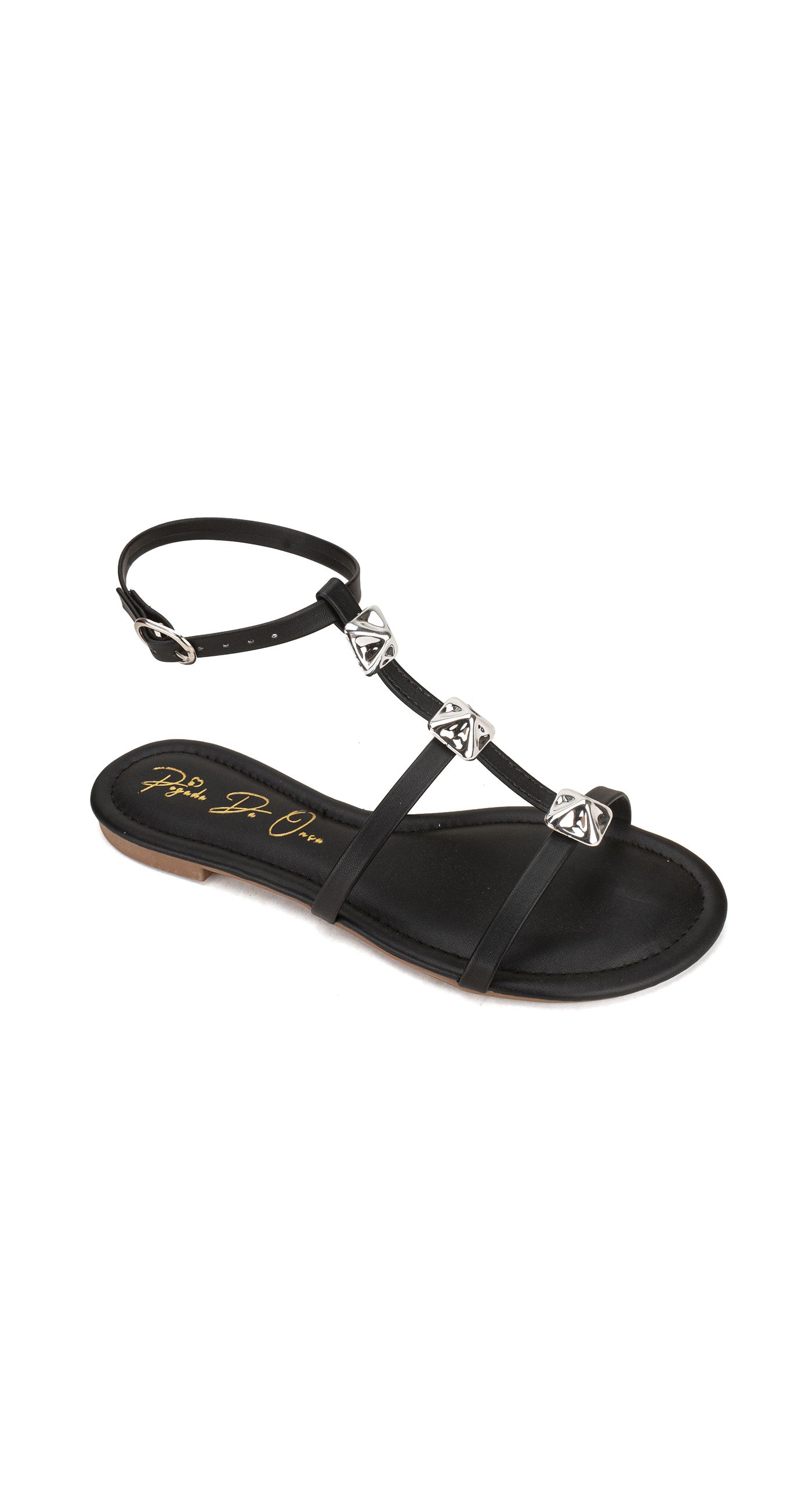 Sandália Rasteira Preta - 1059-Preta - Atacado Pegada Da Onça