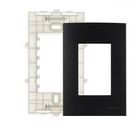 MARGIRIUS EBONY CLEAN PLACA + SUPORTE 4x2 3 POSTOS HORIZONTAL
