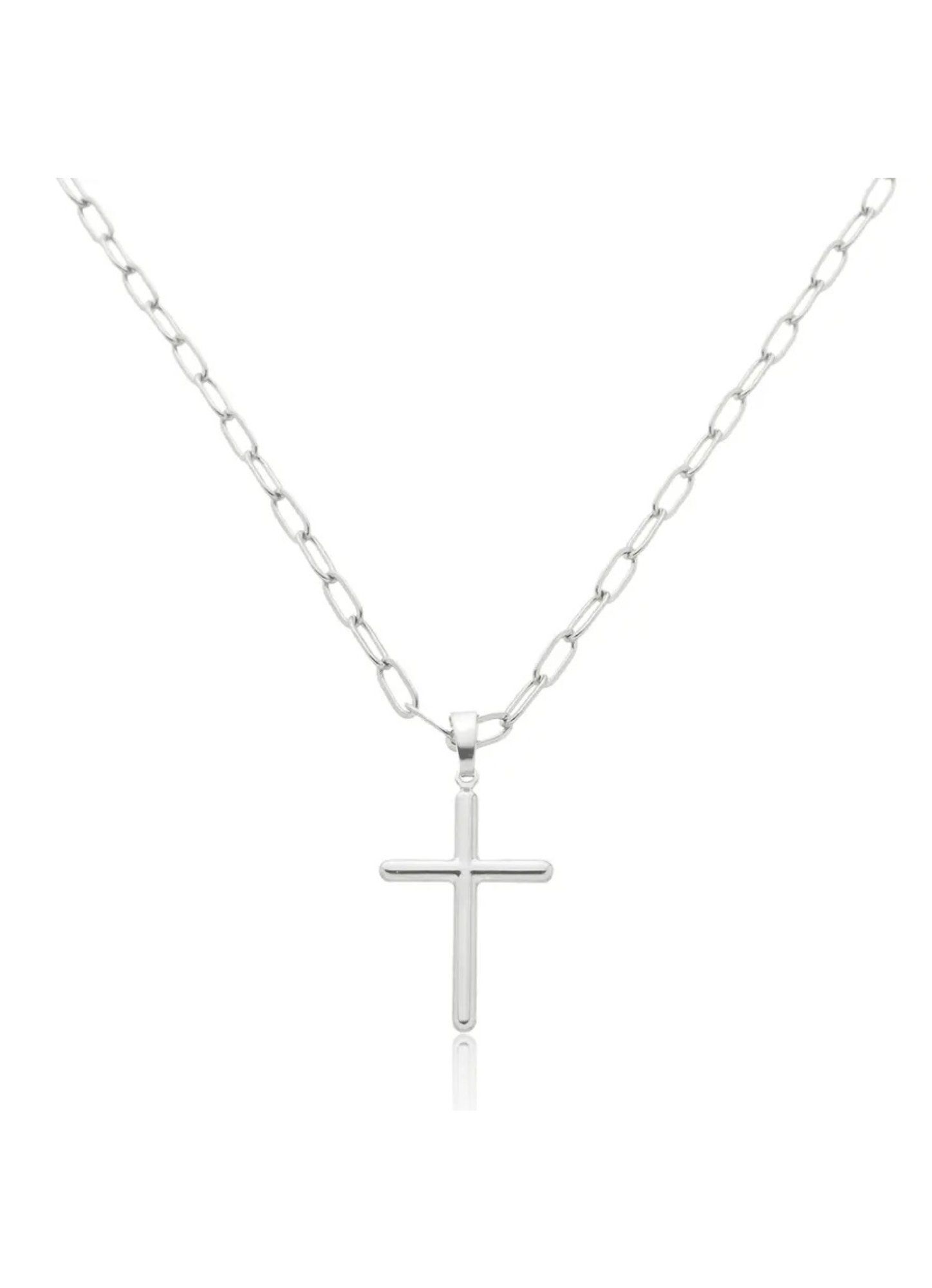 Colar Masculino Elos Ovais com Cruz Lisa