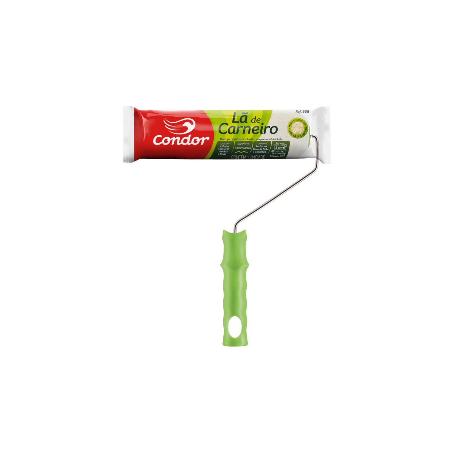 ROLO LÃ CARNEIRO 15CM CONDOR [C/S] [958]