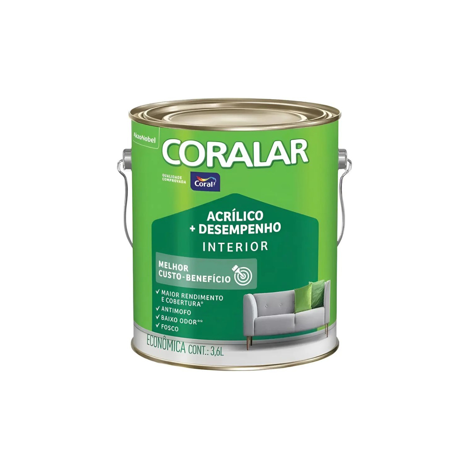 Tinta Arcrílica Coralar + Desempenho Branco Focso [CORAL] 3,6L