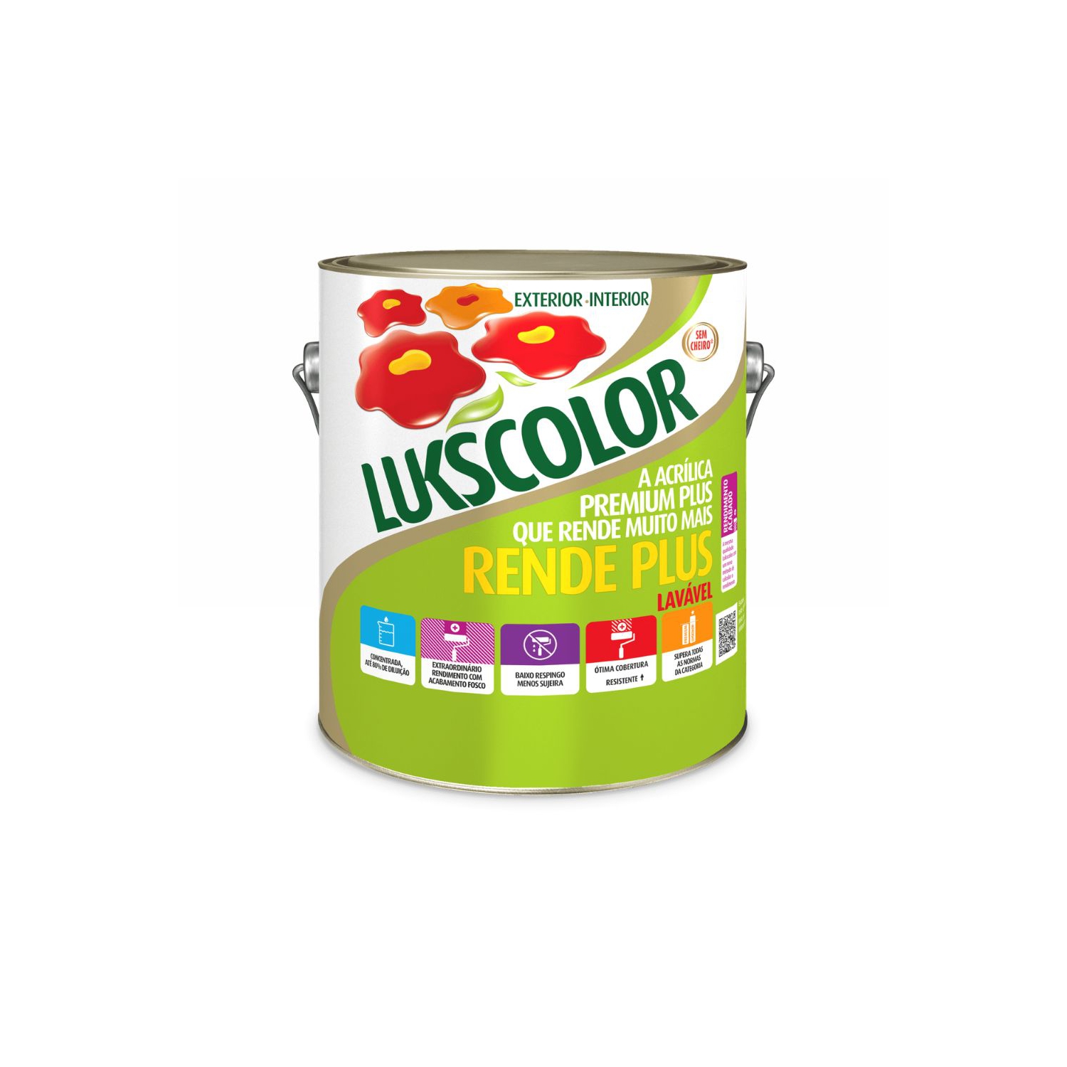 TINTA ACRÍLICA RENDE PLUS BRANCO FOSCO [LUKSCOLOR] 3,6L