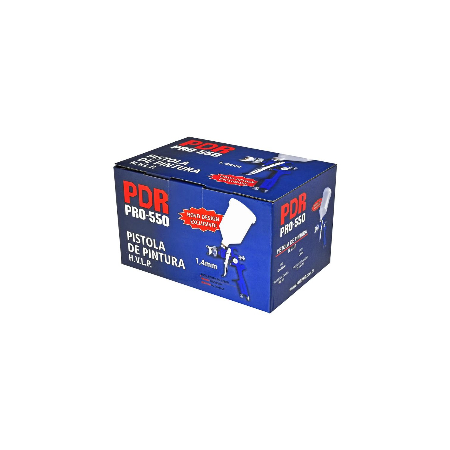 PISTOLA PINTURA GRAVIDADE BAIXA PRESSÃO 1,4MM PRO-550 600ML [H.V.L.P] [PRO-550] [PDR]