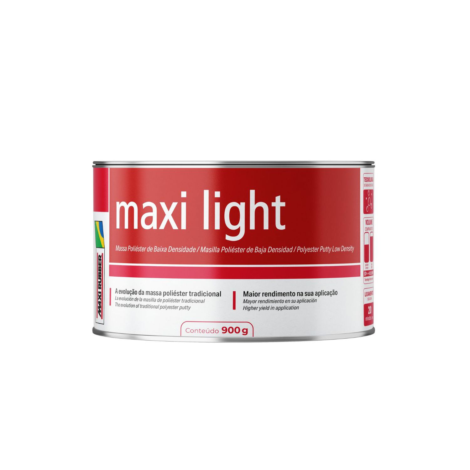 Massa Poliéster Baixa Densidade 900g - Maxi Rubber
