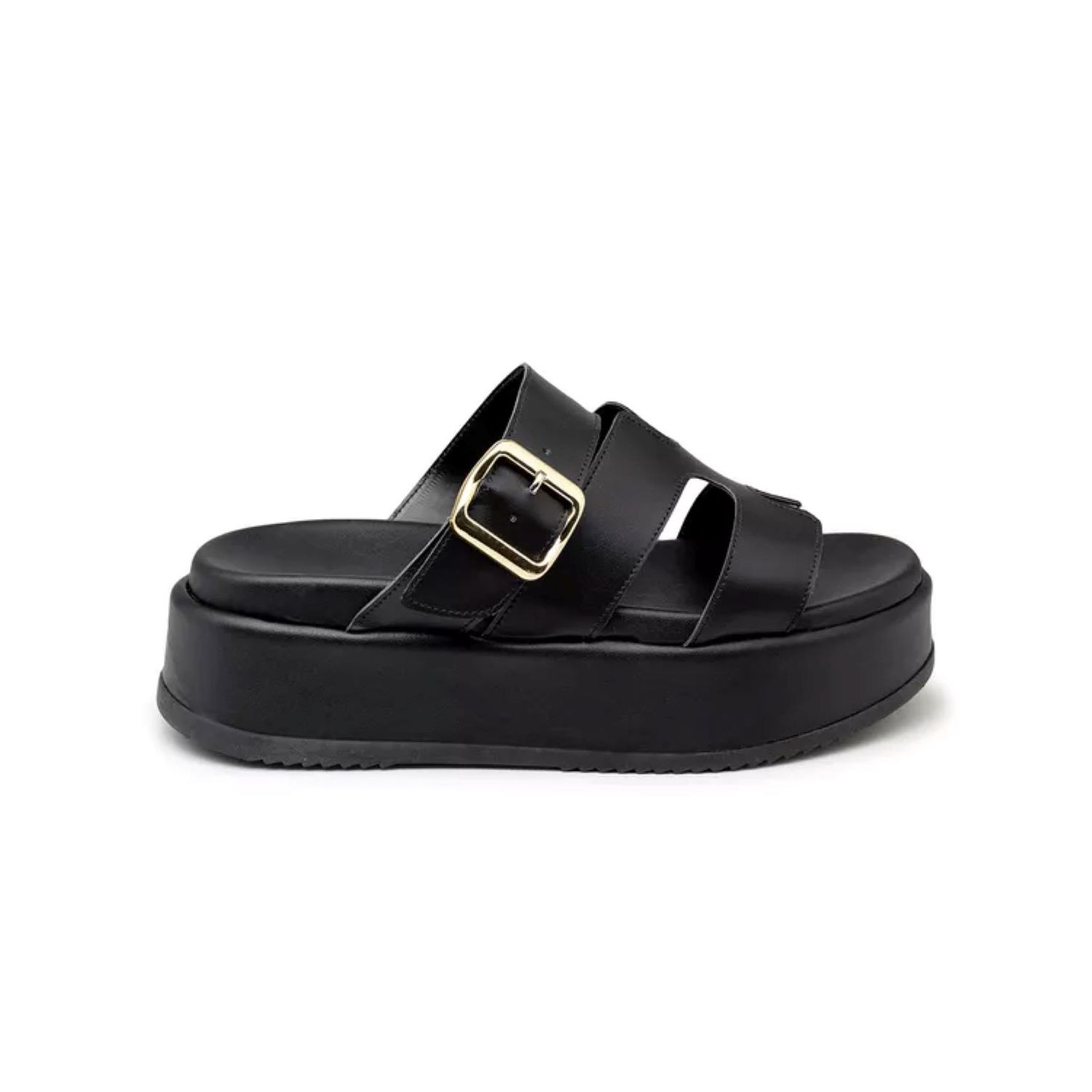 Sandália Flatform Papete Tiras em H com feiche - DAMERS