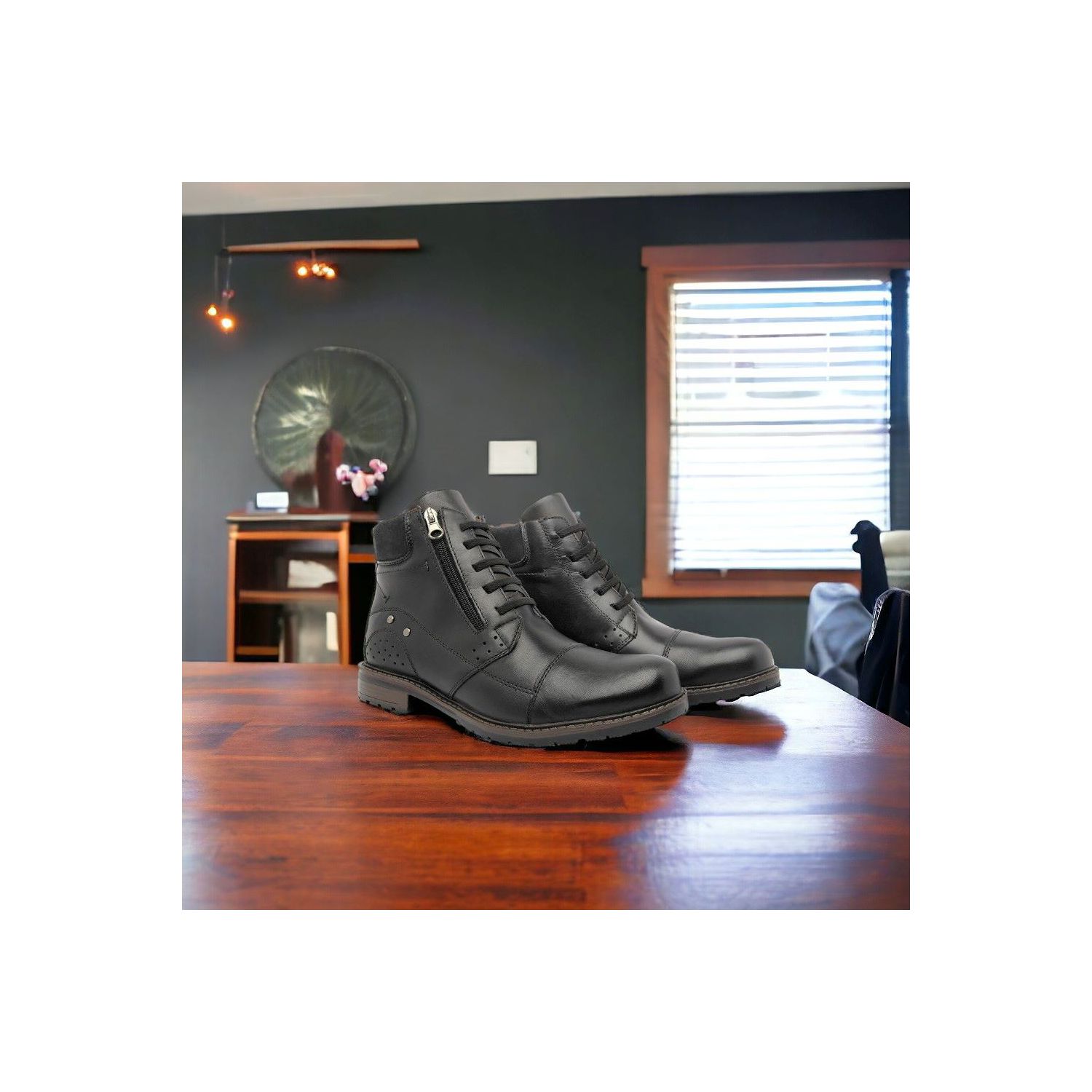 Coturno Damers Masculino De Couro Legítimo Zíper Lateral