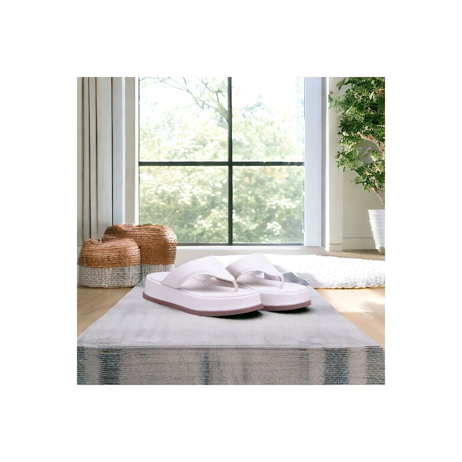 Sandália Damers Feminina Papete Flat Off White