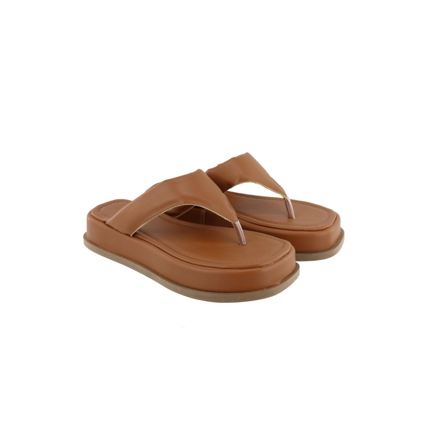 Sandália Damers Feminina Papete Flat Caramelo