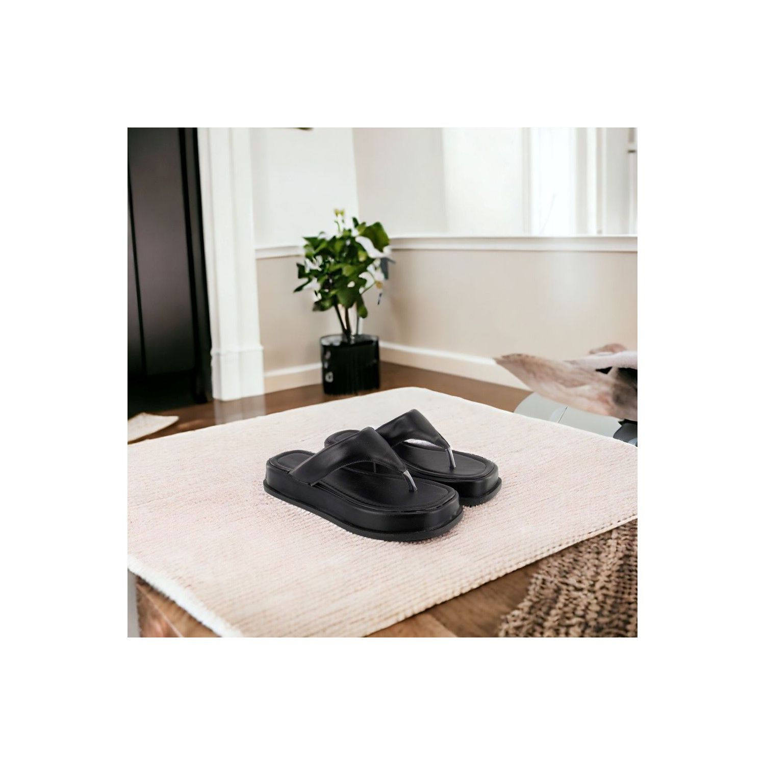 Sandália Damers Feminina Papete Flat Preto