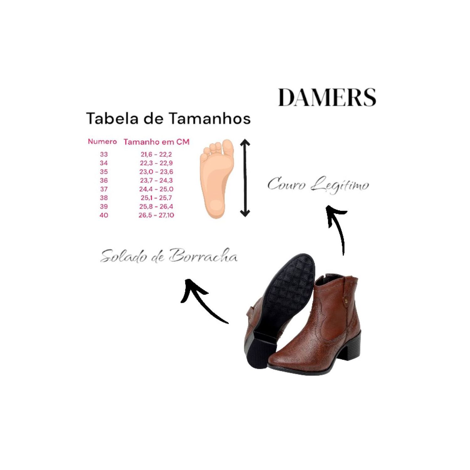 Bota Damers Feminina Country Western Marrom
