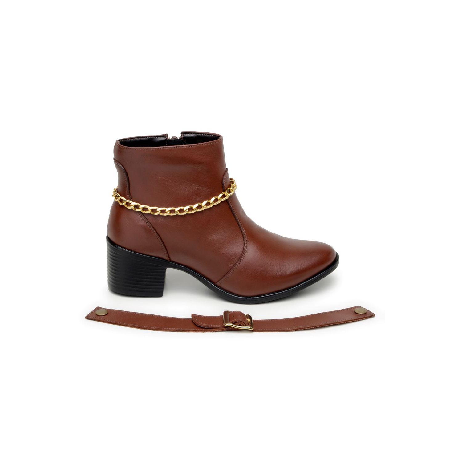 Bota Damers Feminina Cano Curto Couro Legítimo 3 em 1 Marrom