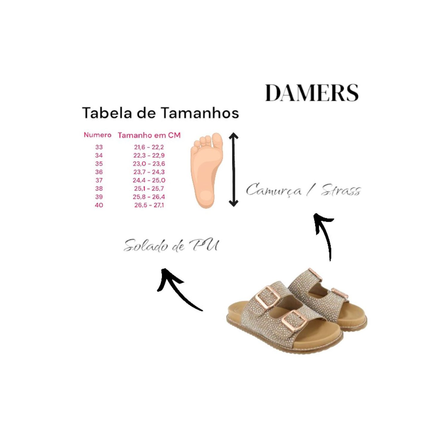 Sandália Damers Papete Feminina Pedrarias