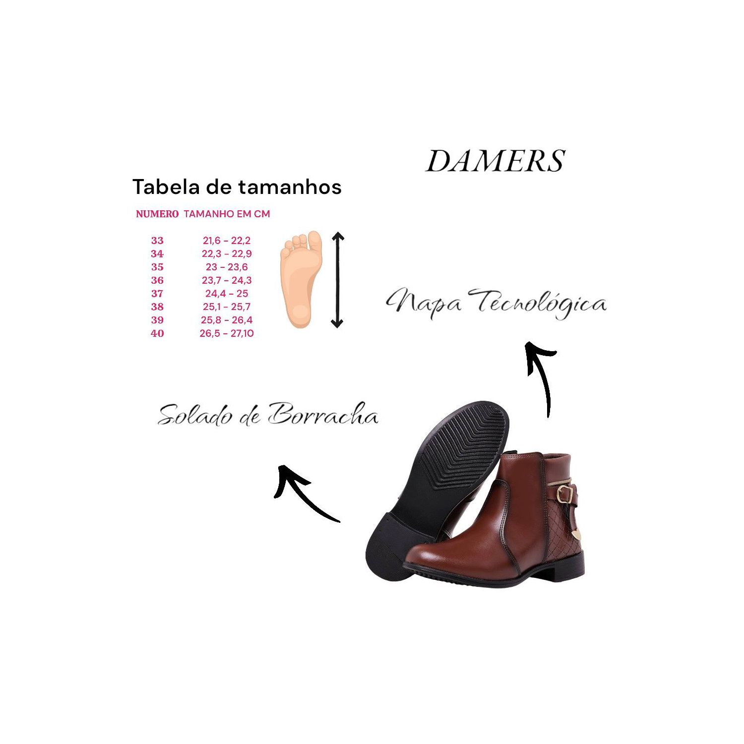 Bota Damers Feminina Cano Curto