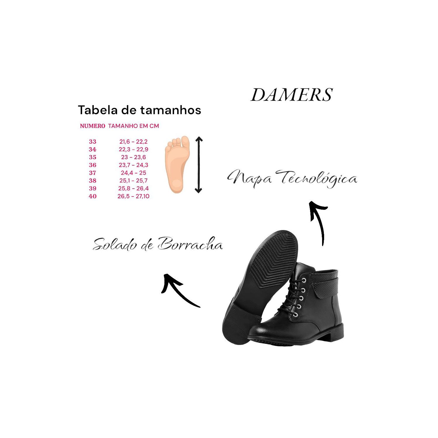 Bota Damers Feminina Cano Curto