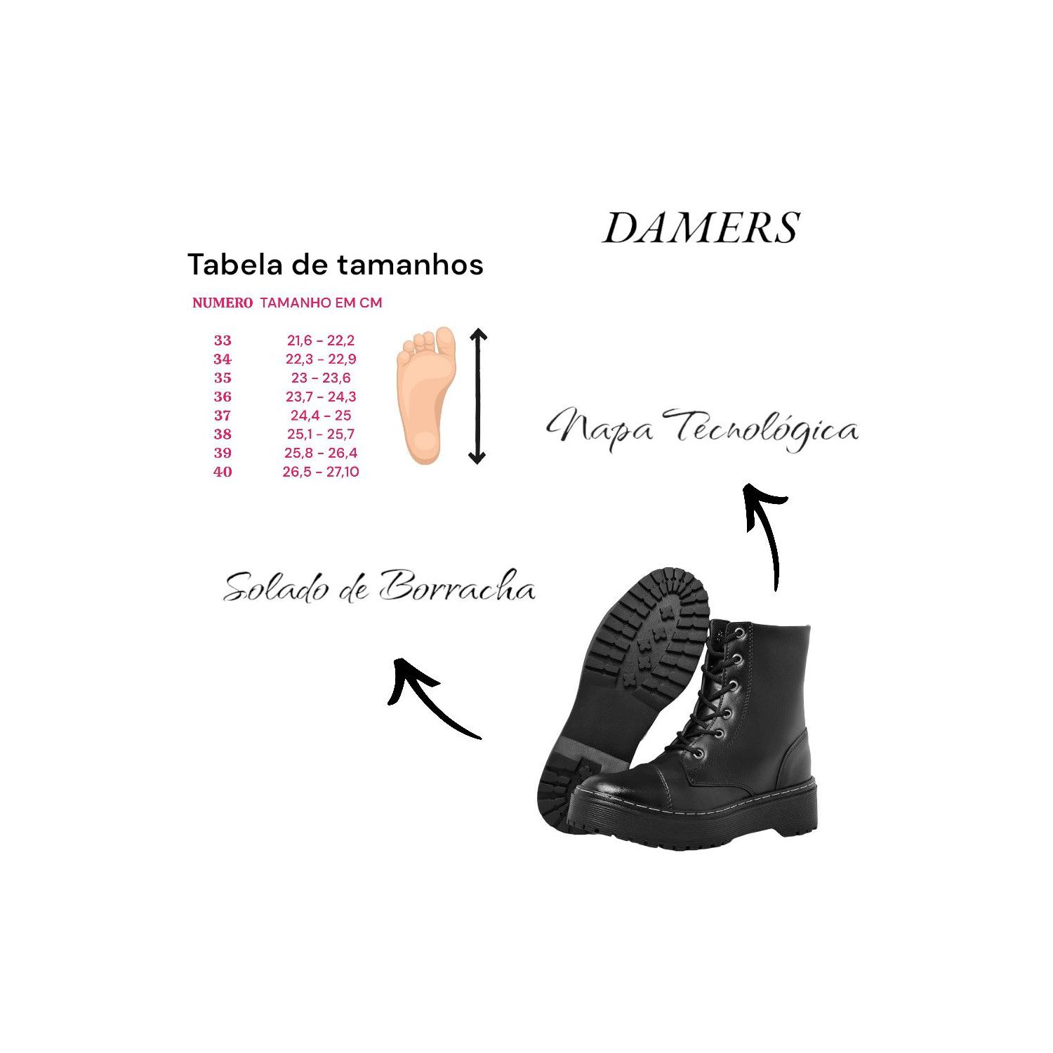Bota Damers Feminina Cano Curto
