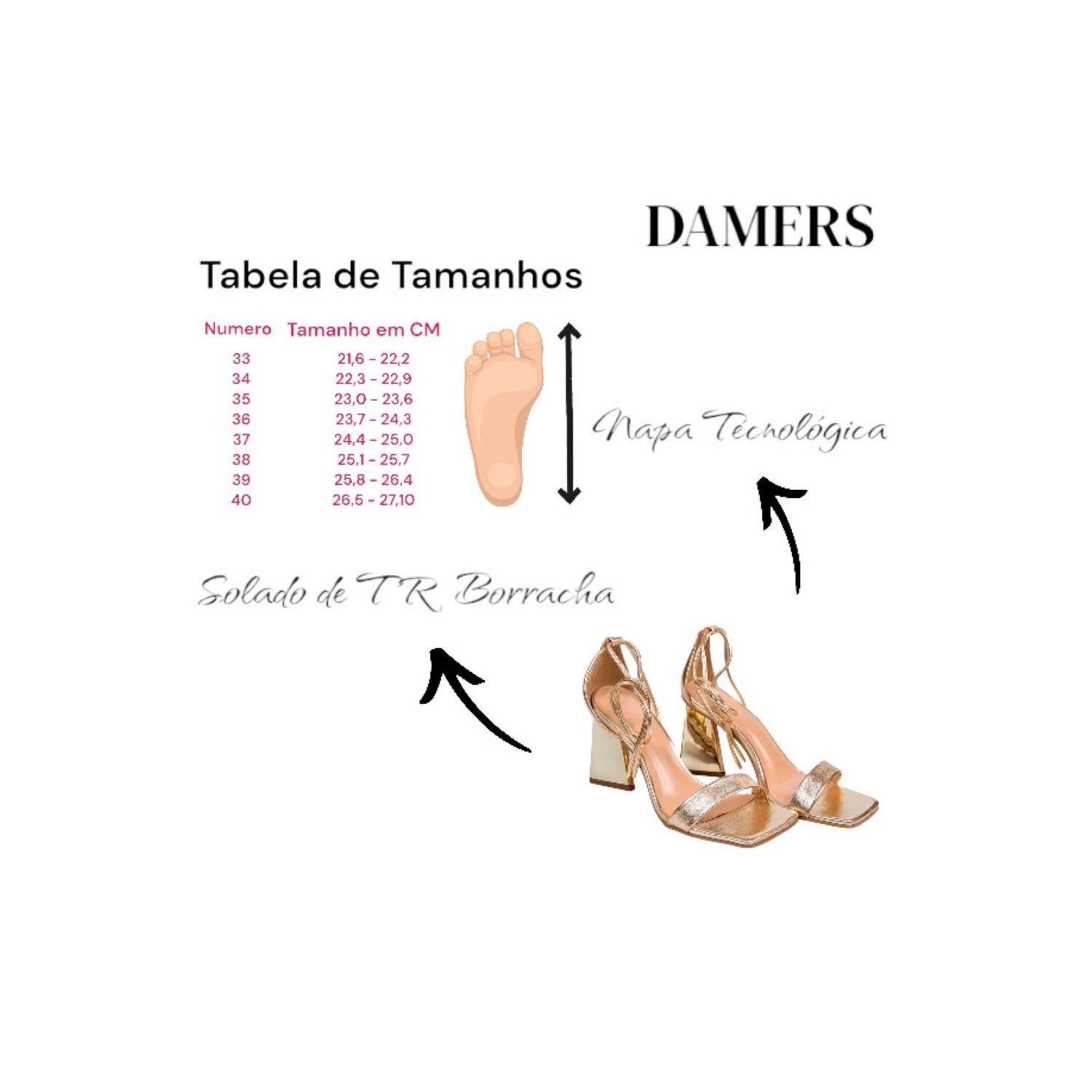 Sandalia Damers Feminina Salto Triangulo 