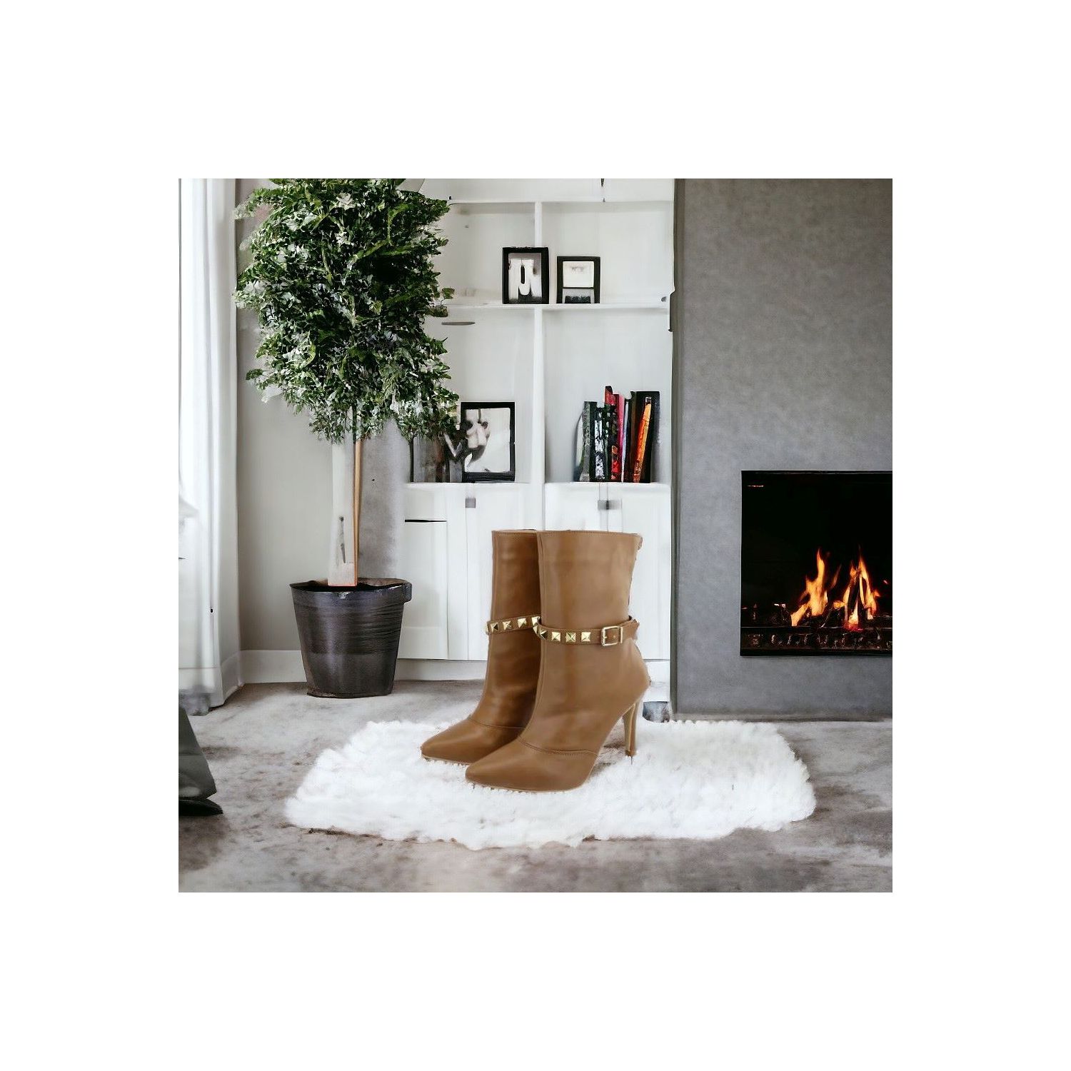 Bota Damers Feminino Cano Médio Salto Fino Marrom 
