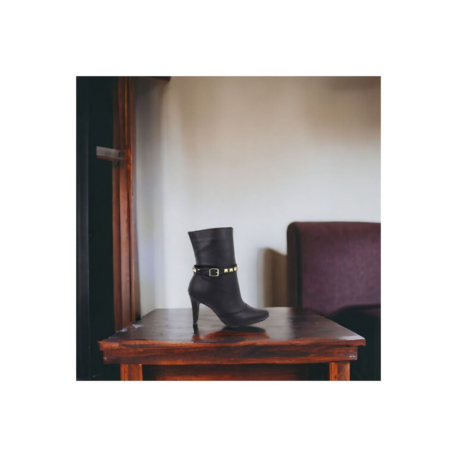 Bota Damers Feminino Cano Médio Salto Fino Preto