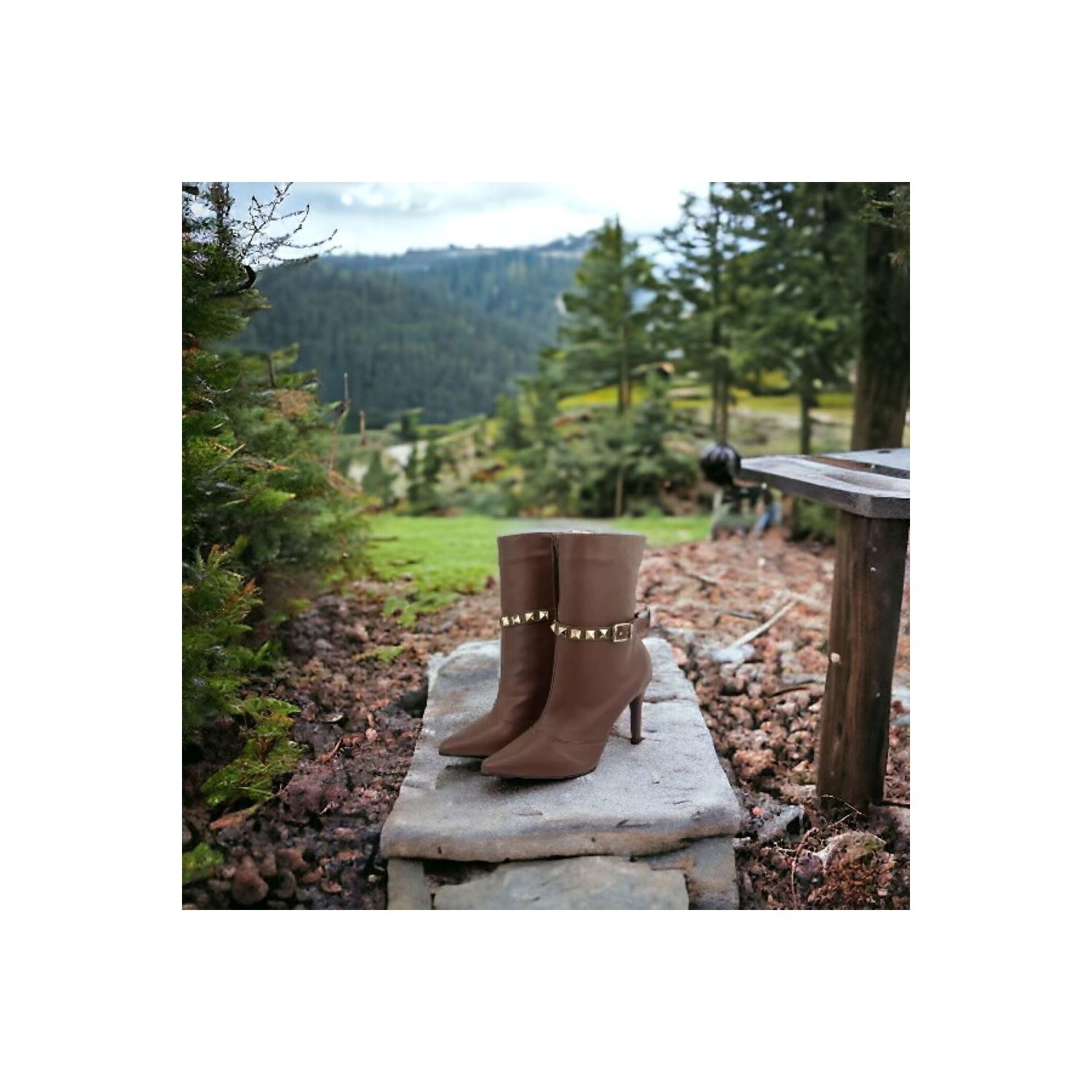 Bota Damers Feminino Cano Médio Salto Fino Cacau
