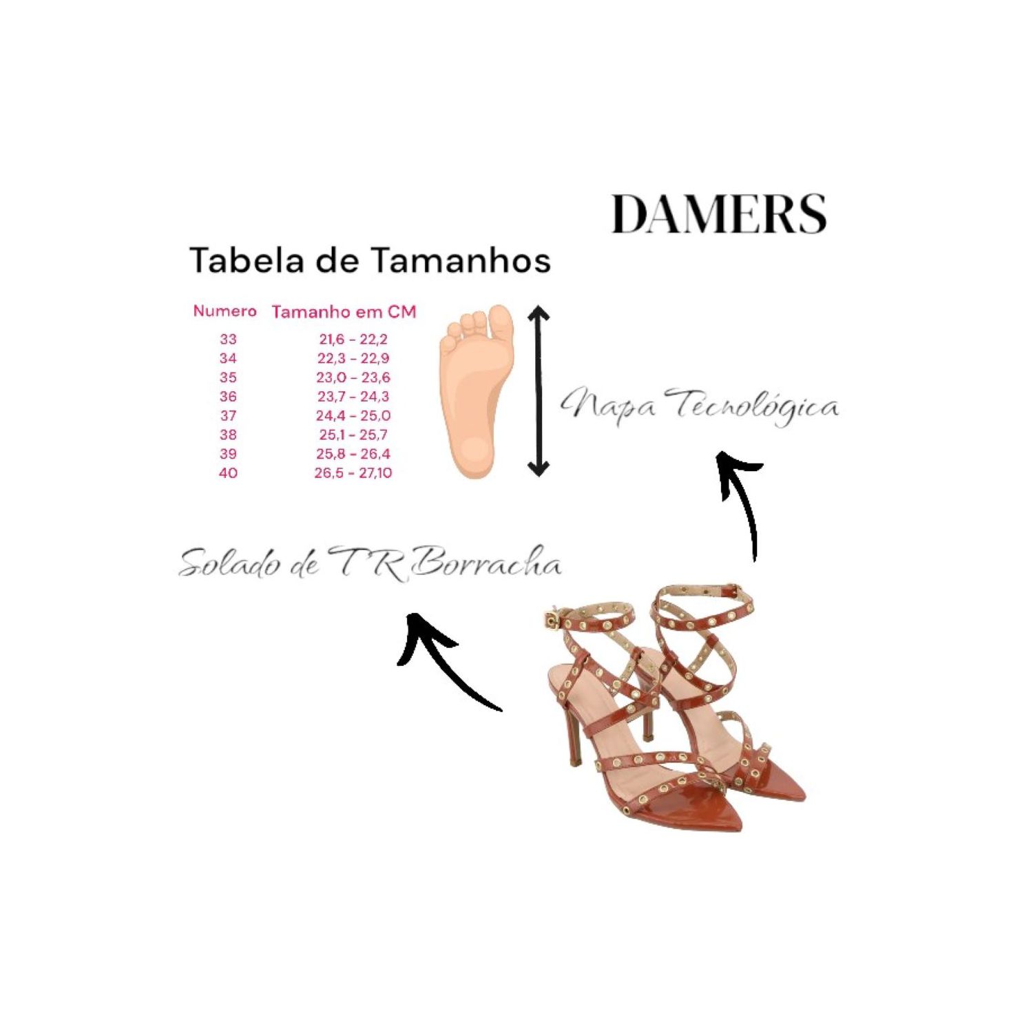 Sandália de Tiras Salto Alto Canela Damers