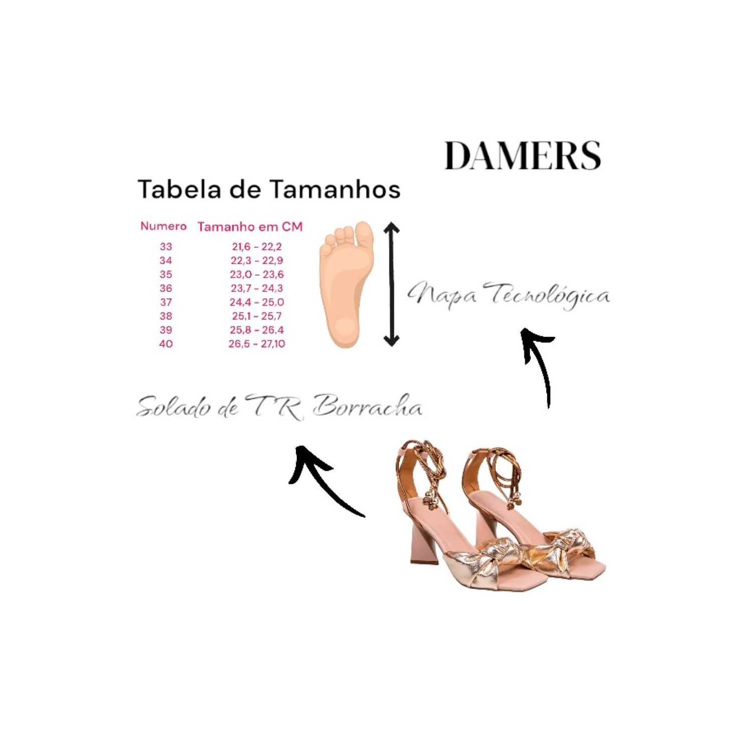 Sandalia Damers Feminina Salto Triangulo