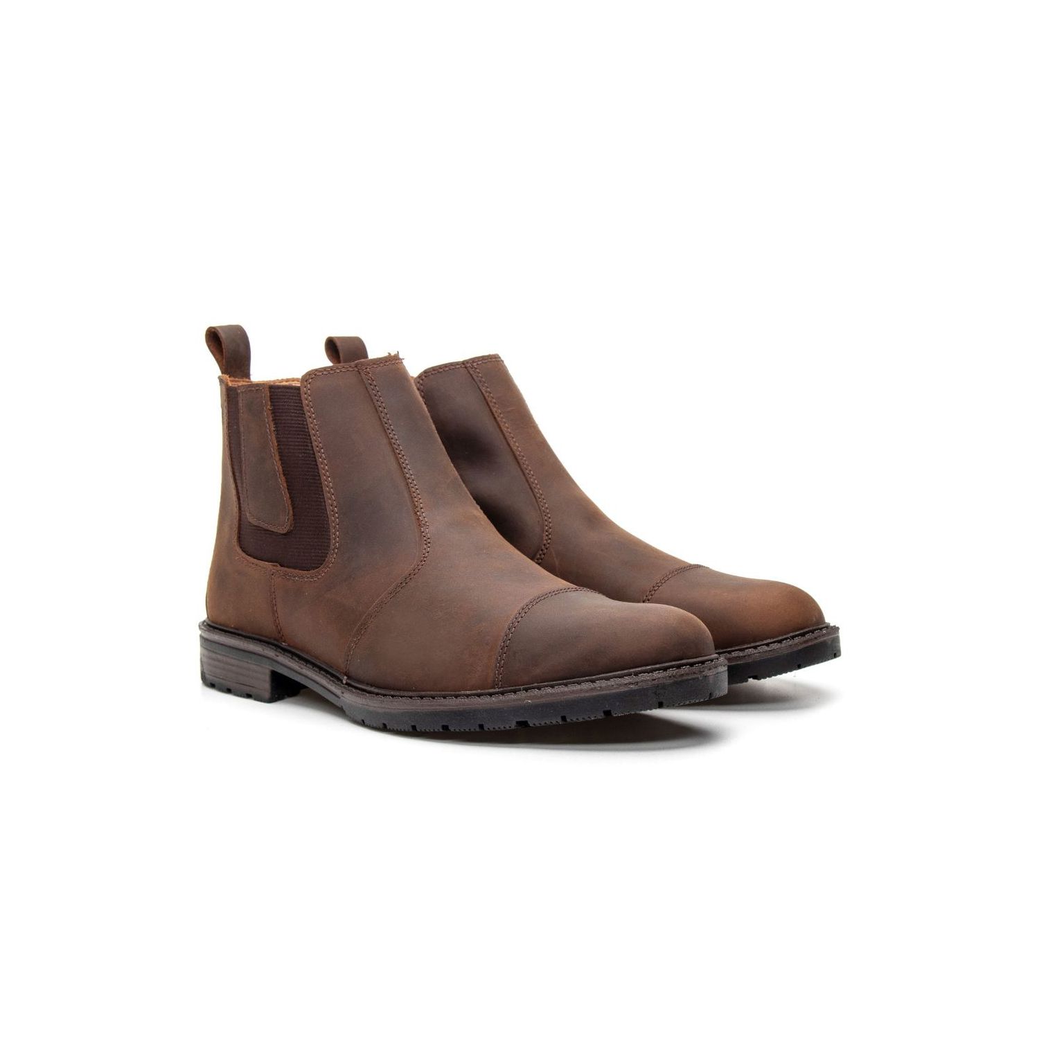 Botina Damers Masculina Reforço bico Couro legítimo Marrom