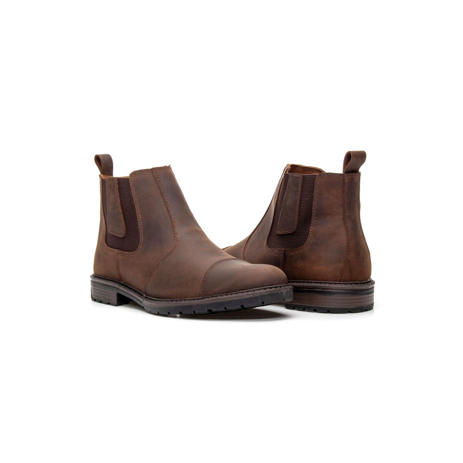 Botina Damers Masculina Reforço bico Couro legítimo Marrom