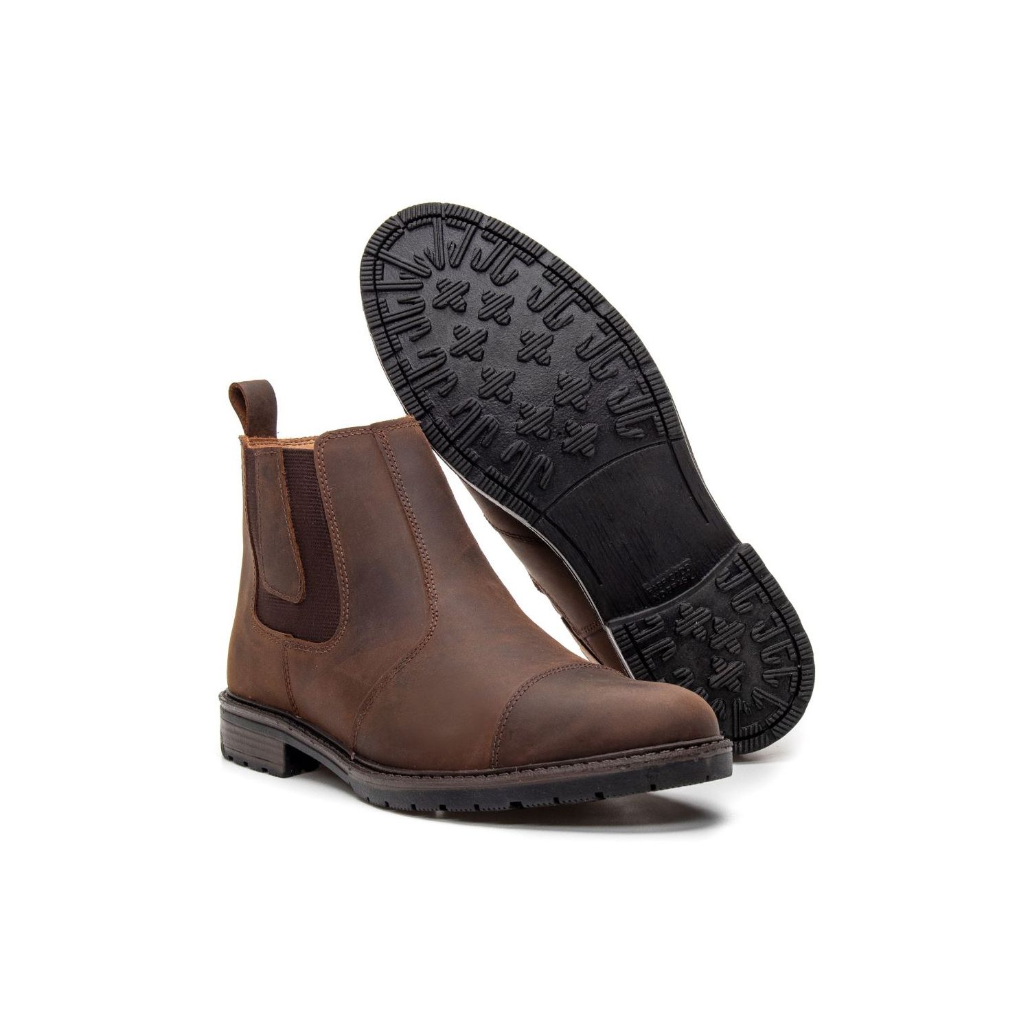 Botina Damers Masculina Reforço bico Couro legítimo Marrom