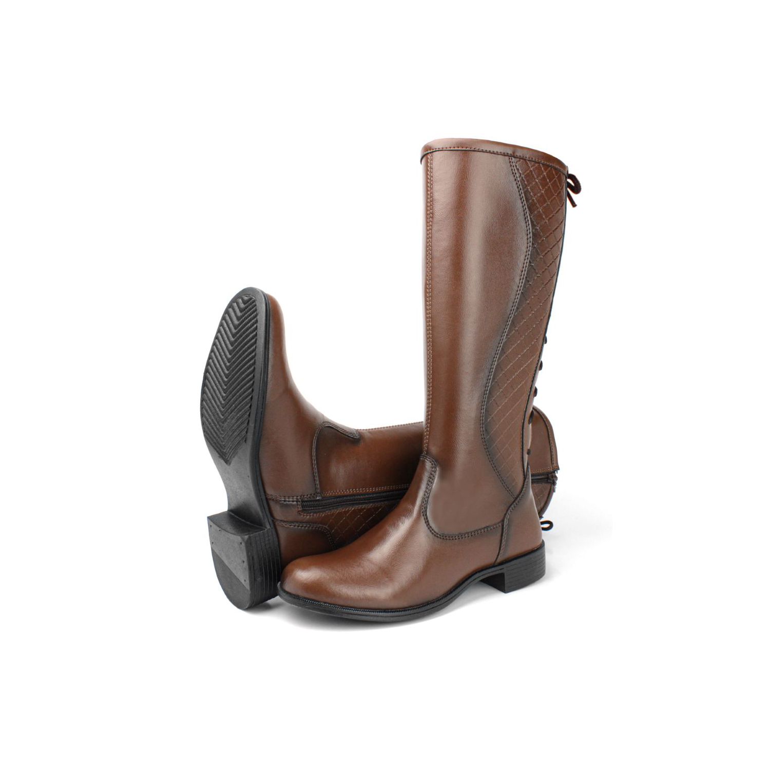 Bota Damers Cano Longo cordas Marrom