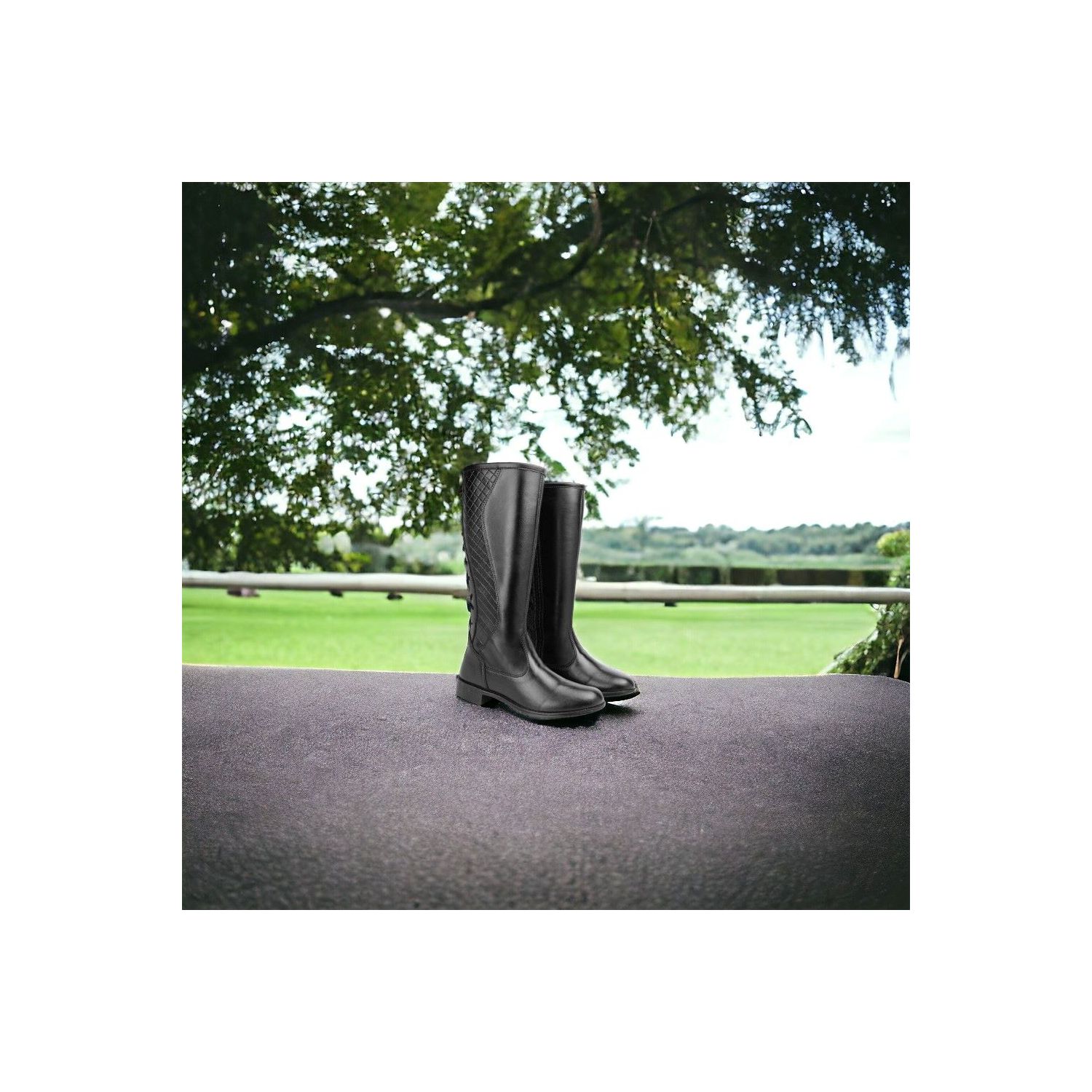 Bota Damers Cano Longo cordas Preto