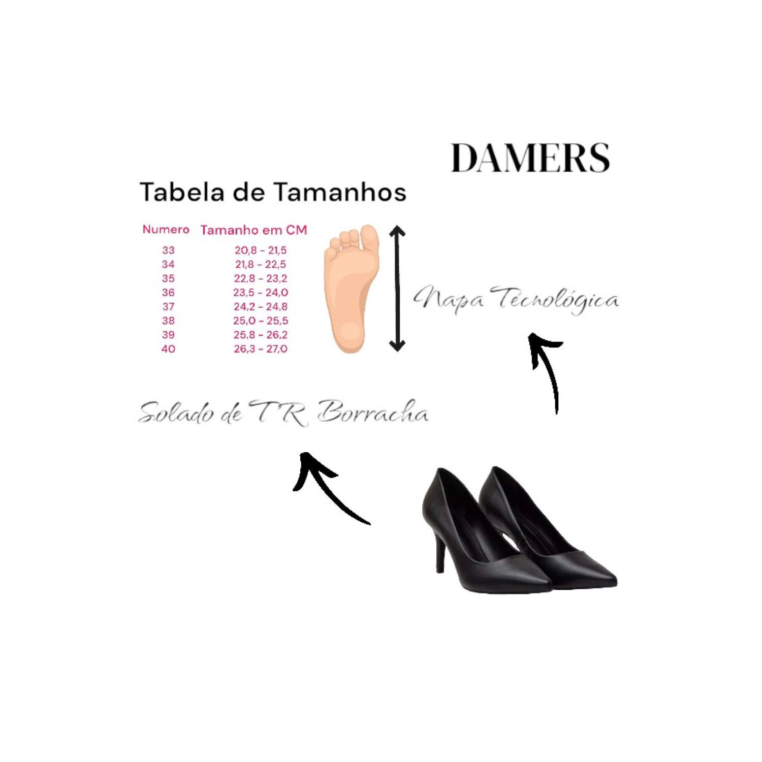 Scarpin Salto Alto Fino Preto Damers