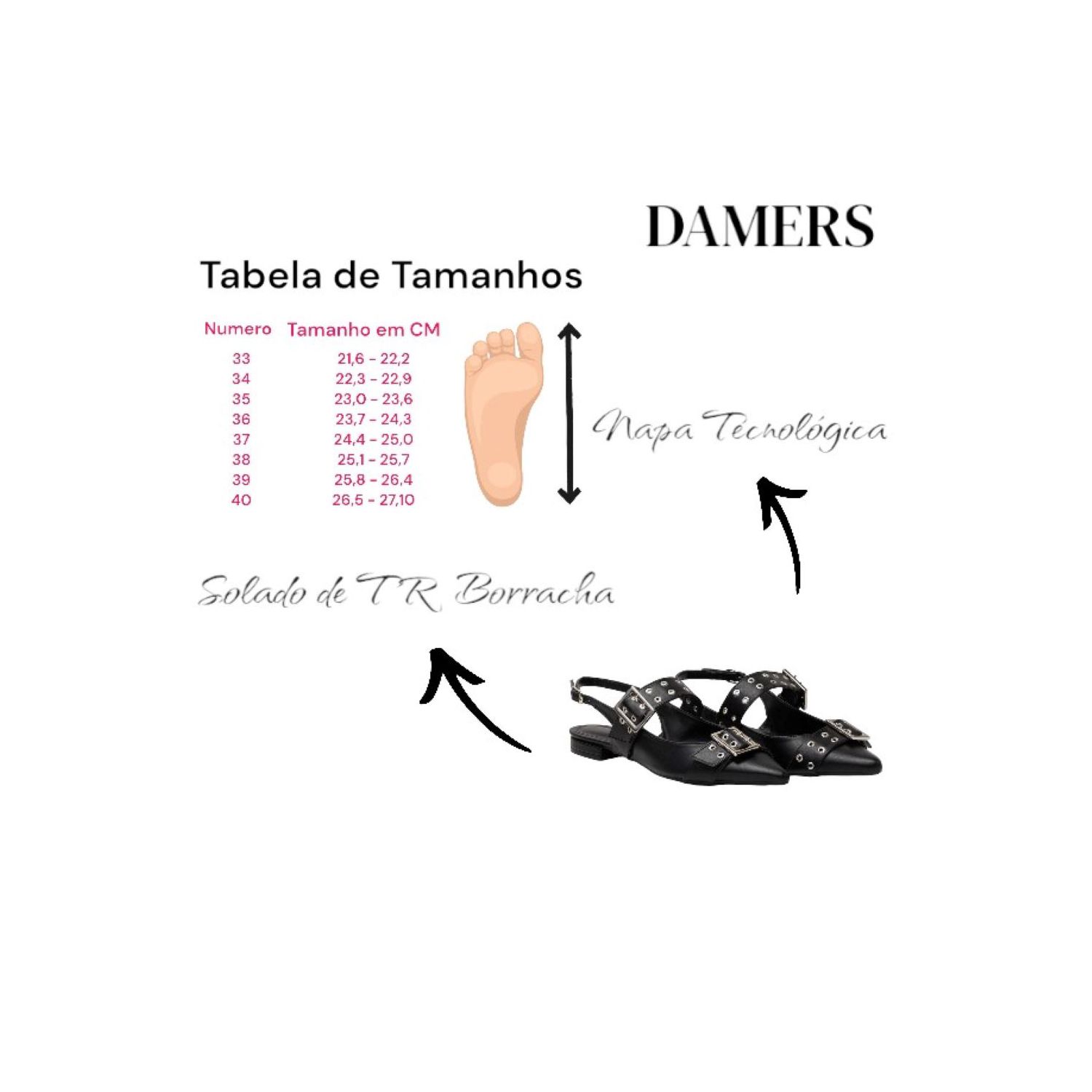 Sapatilha Bico Fino Slingback Damers Preto