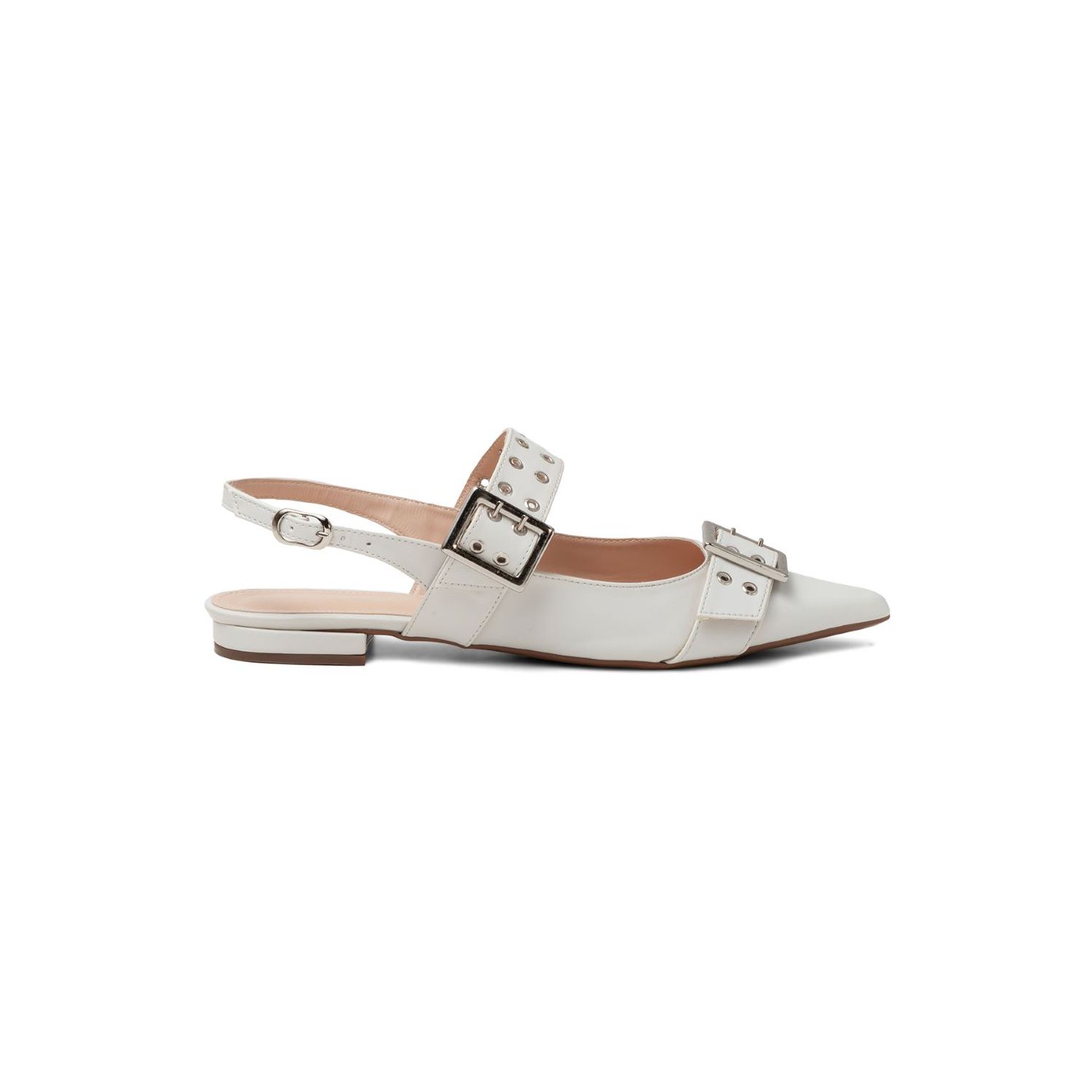 Sapatilha Bico Fino Slingback Damers Branco - DAMERS