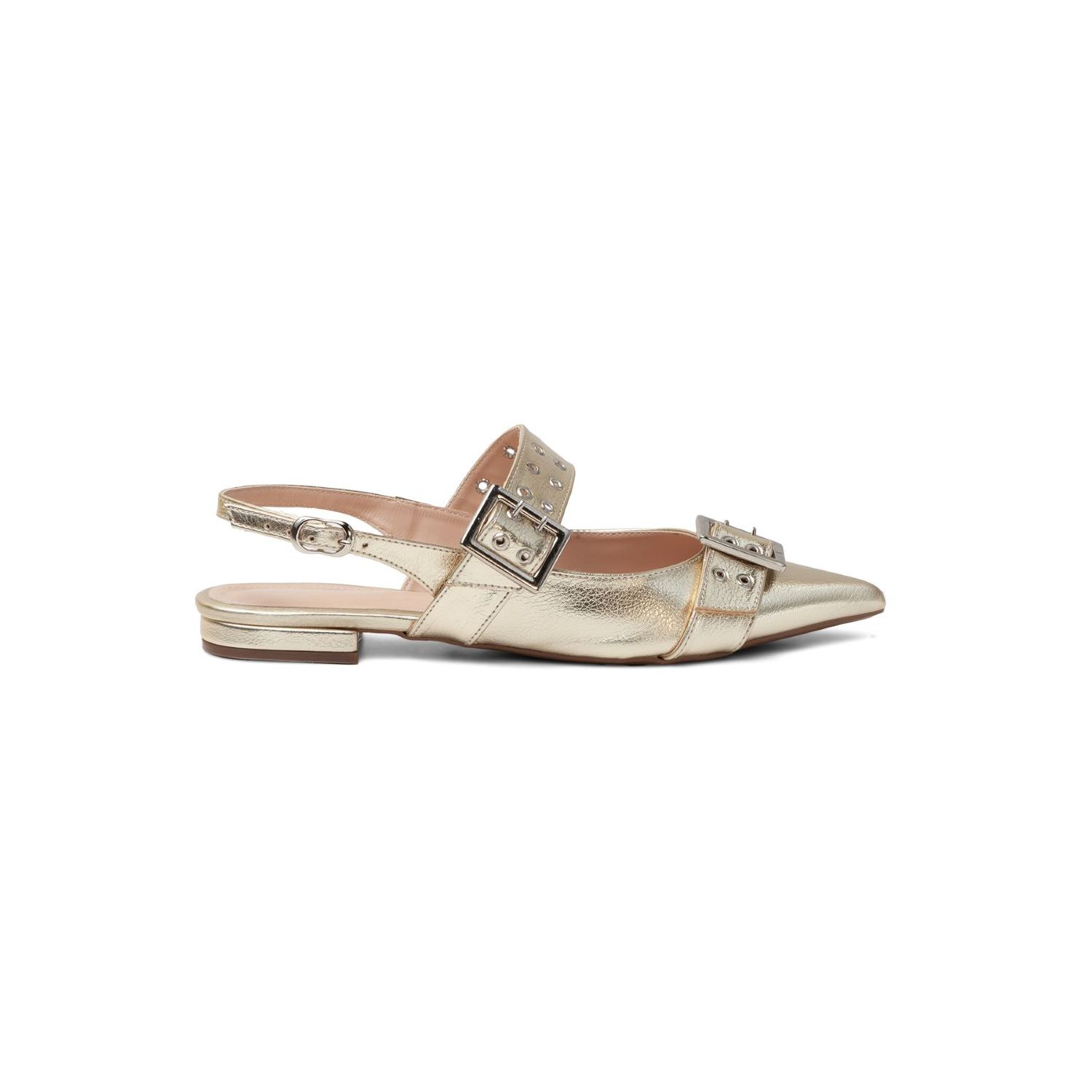 Sapatilha Bico Fino Slingback Damers Dourado - DAMERS