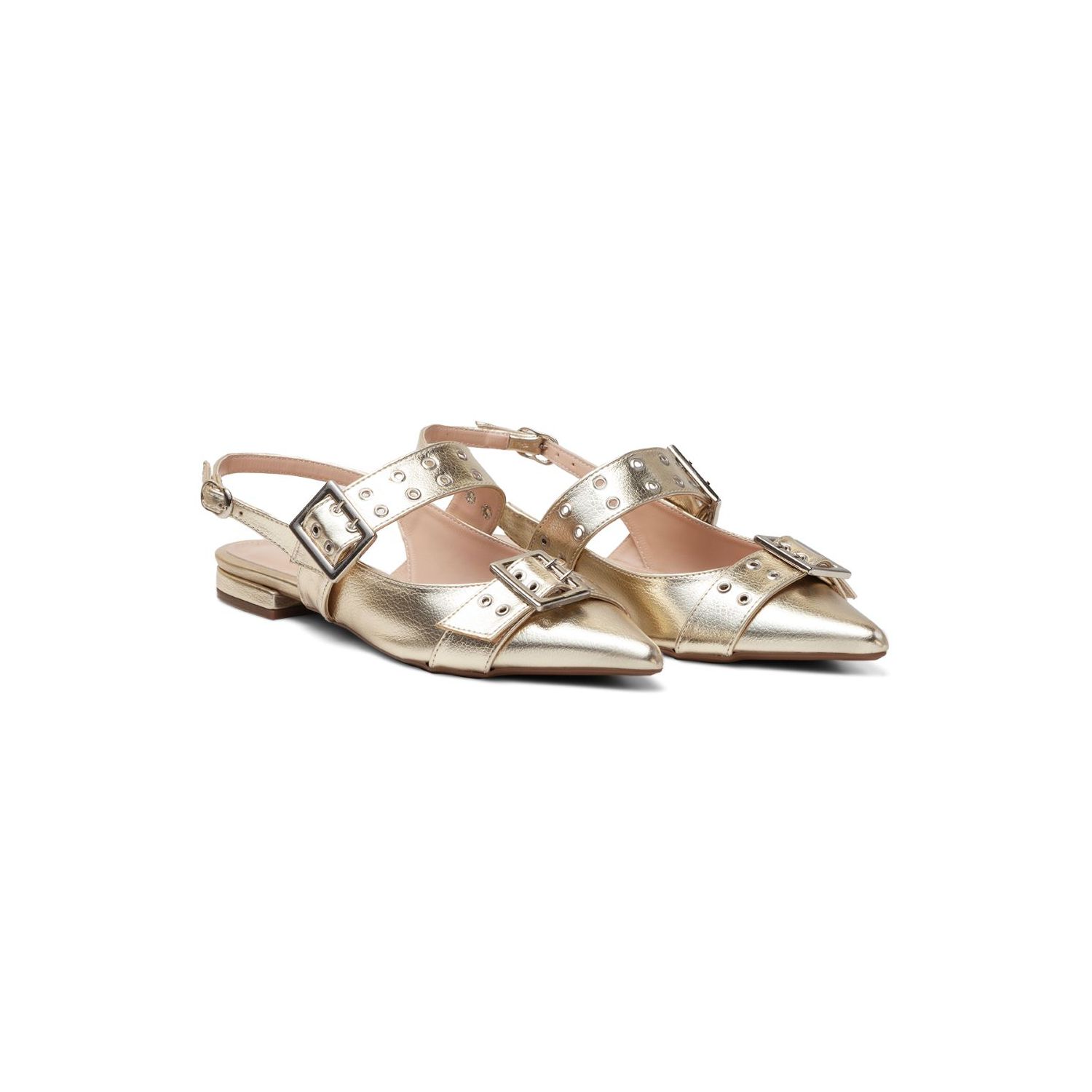 Sapatilha Bico Fino Slingback Damers Dourado