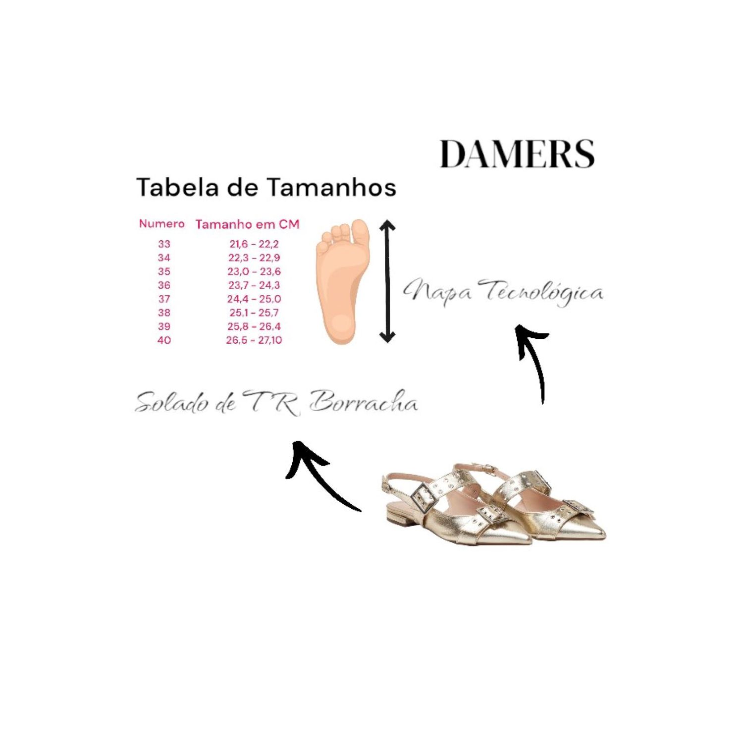 Sapatilha Bico Fino Slingback Damers Dourado