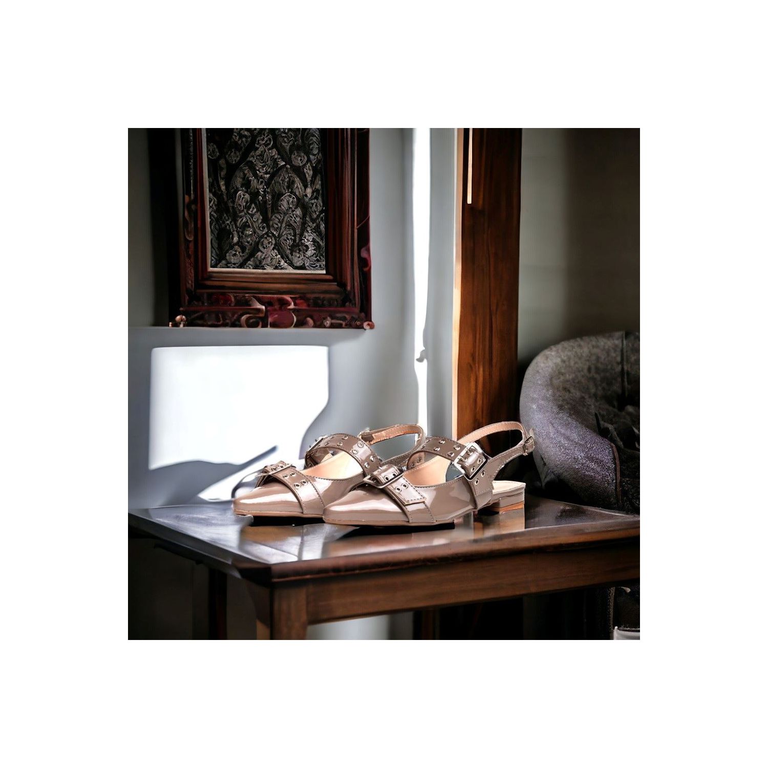 Sapatilha Bico Fino Slingback Damers Nude