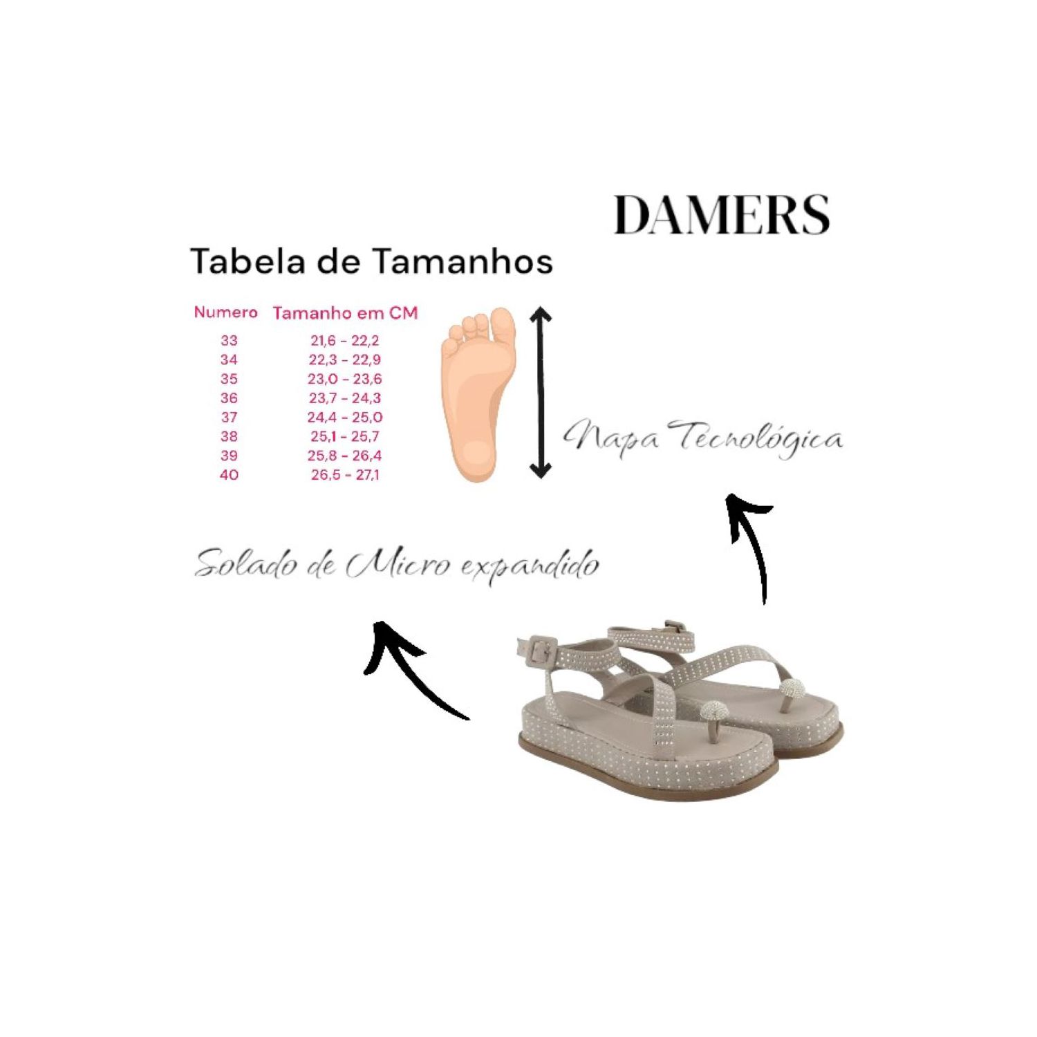 Sandália Damers Feminina Flat Plataforma Strass 