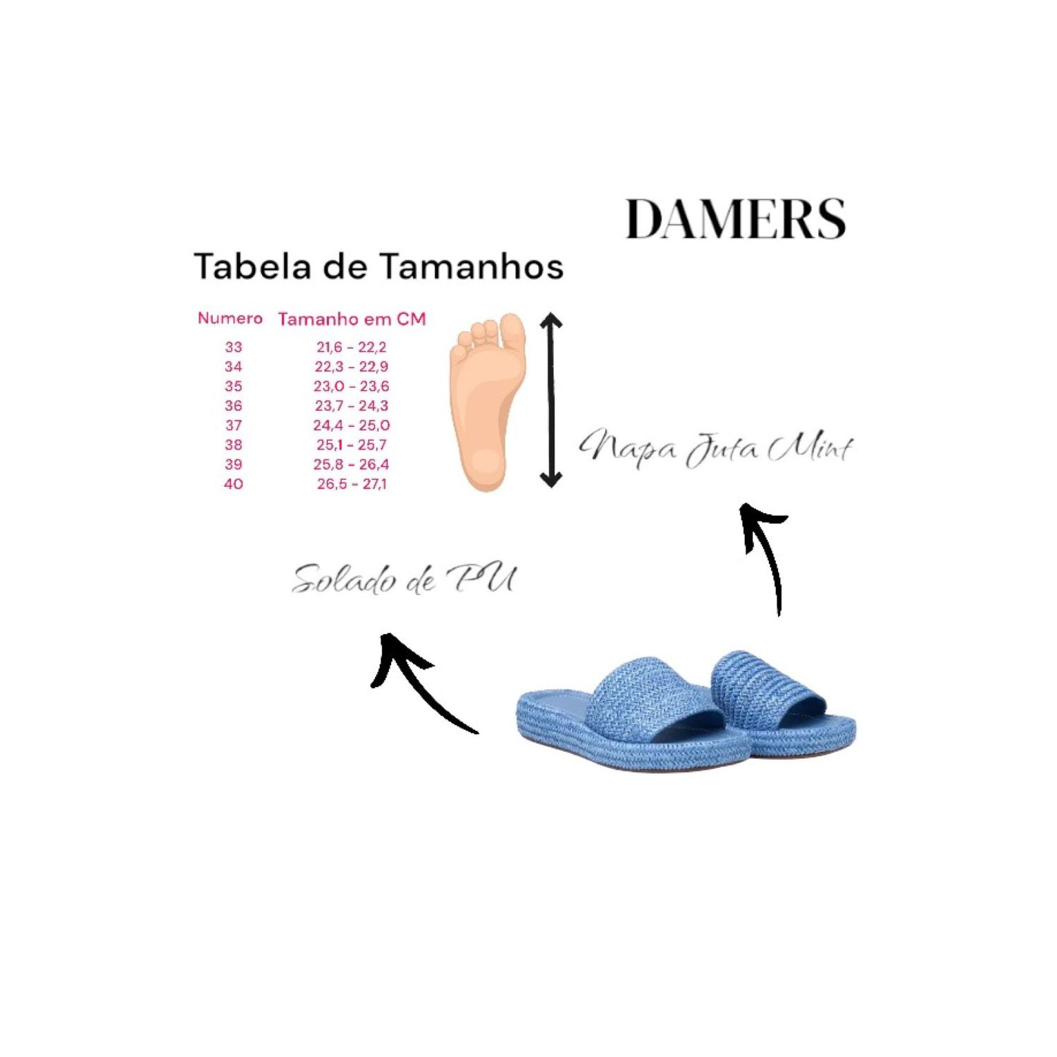 Papete Damers Slider Palha Azul