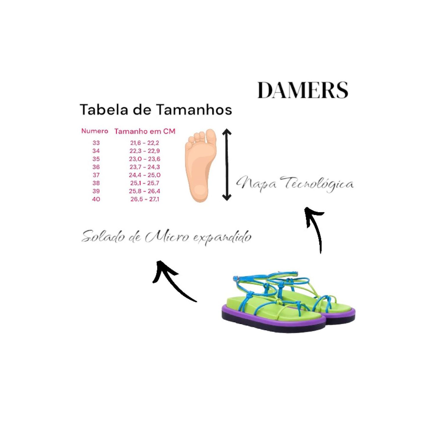 Sandália Damers Papete Gladiadora - Verde e Azul