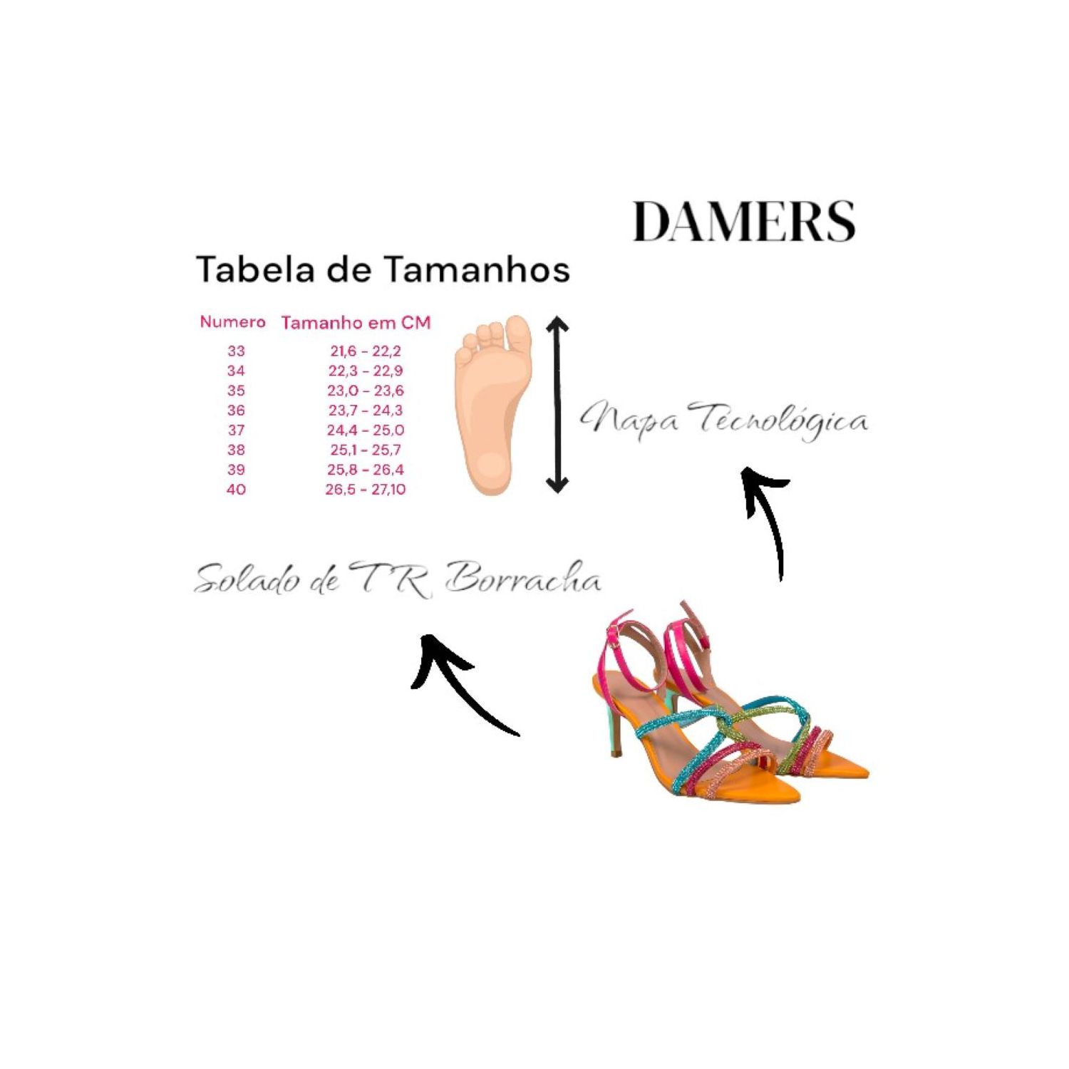 Sandalia Damers Feminina Salto Fino Com Tira De Strass