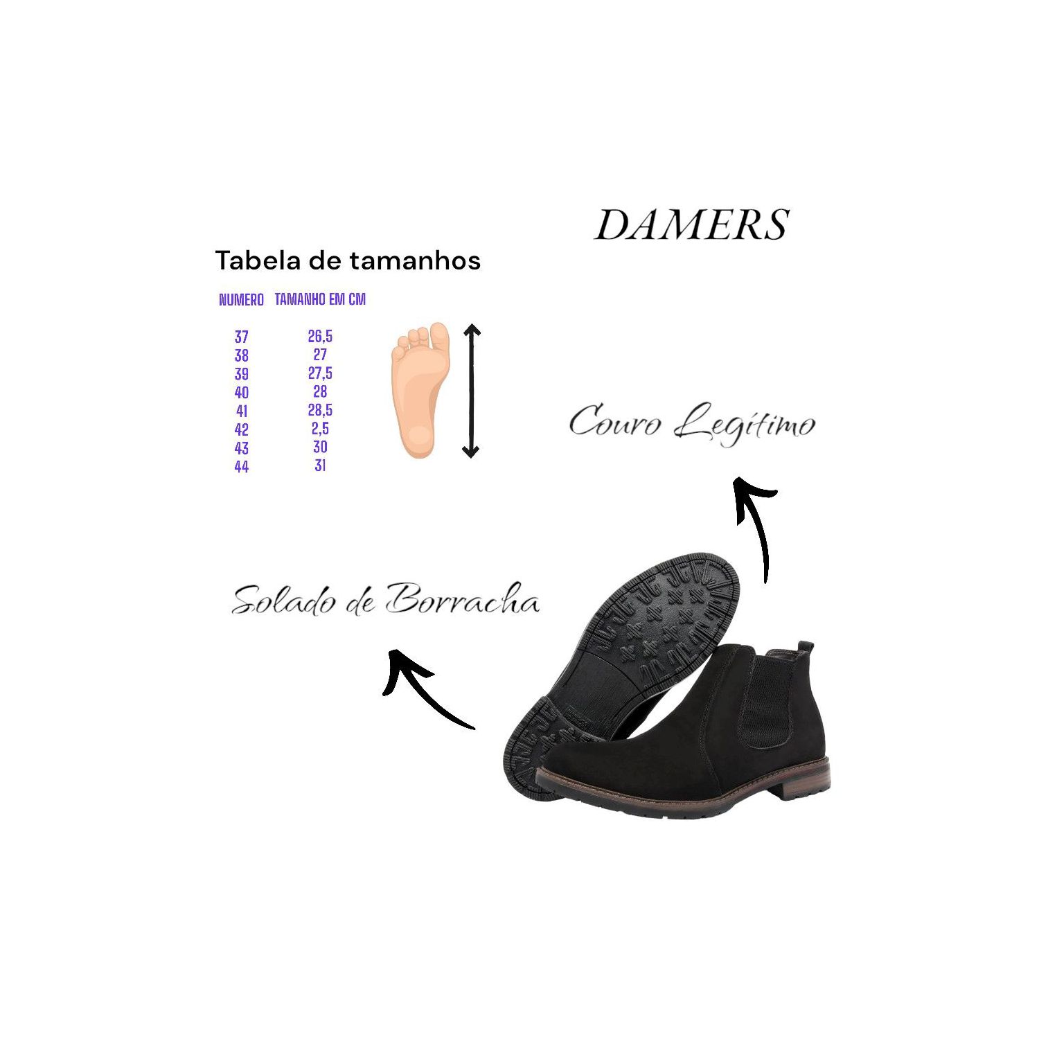 Botina Damers Masculina De Couro Legítimo 