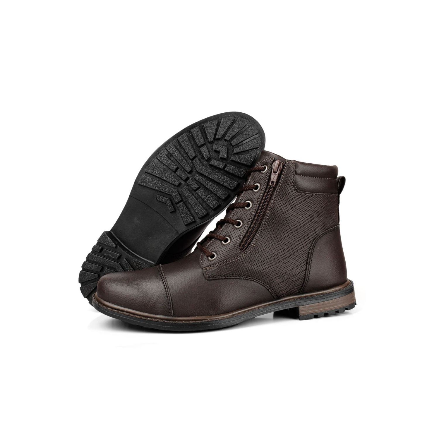 Coturno Damers Masculino Trama Zíper Lateral Marrom