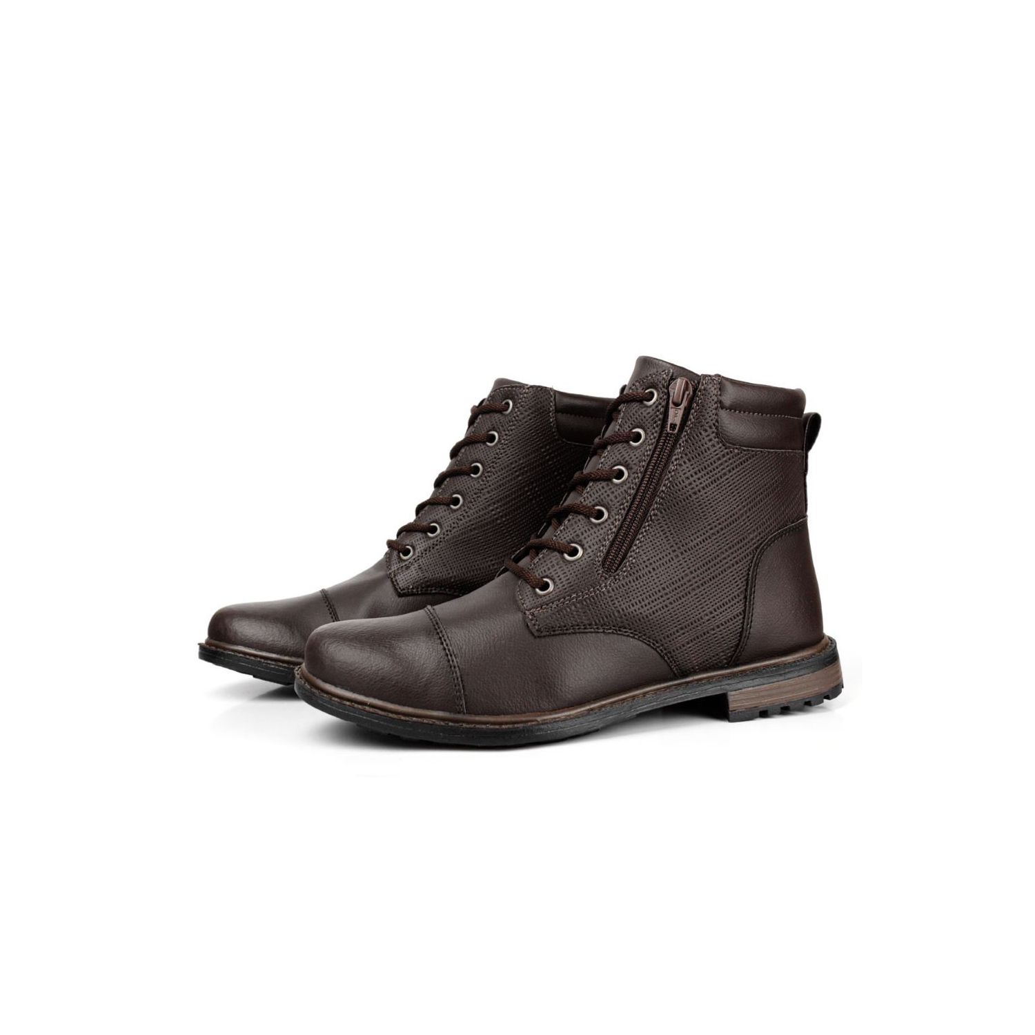 Coturno Damers Masculino Trama Zíper Lateral Marrom